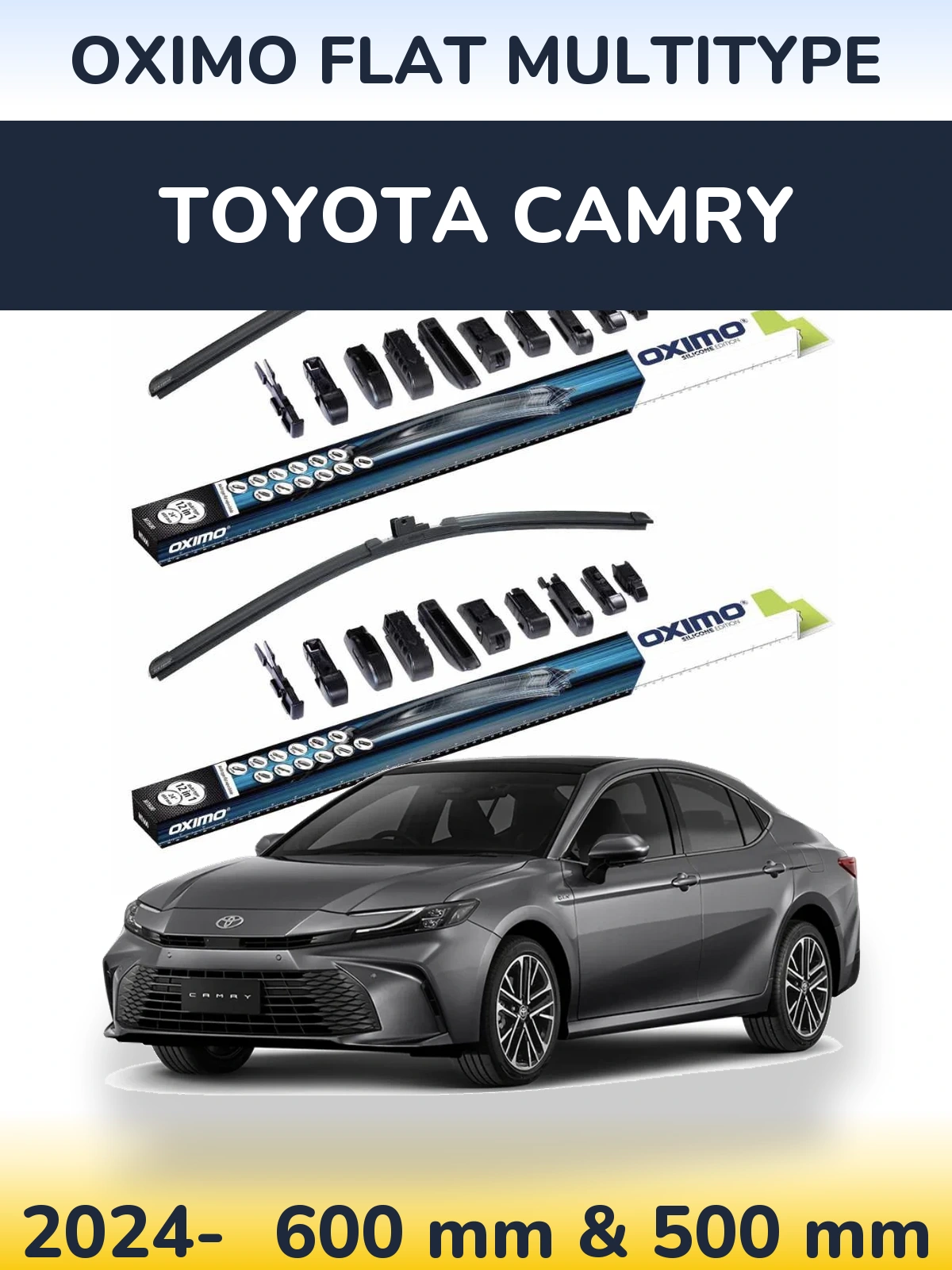 Front wiper blade set Oximo Flat MultiTipse 600 & 500 mm for Toyota Camry 2024-2026
