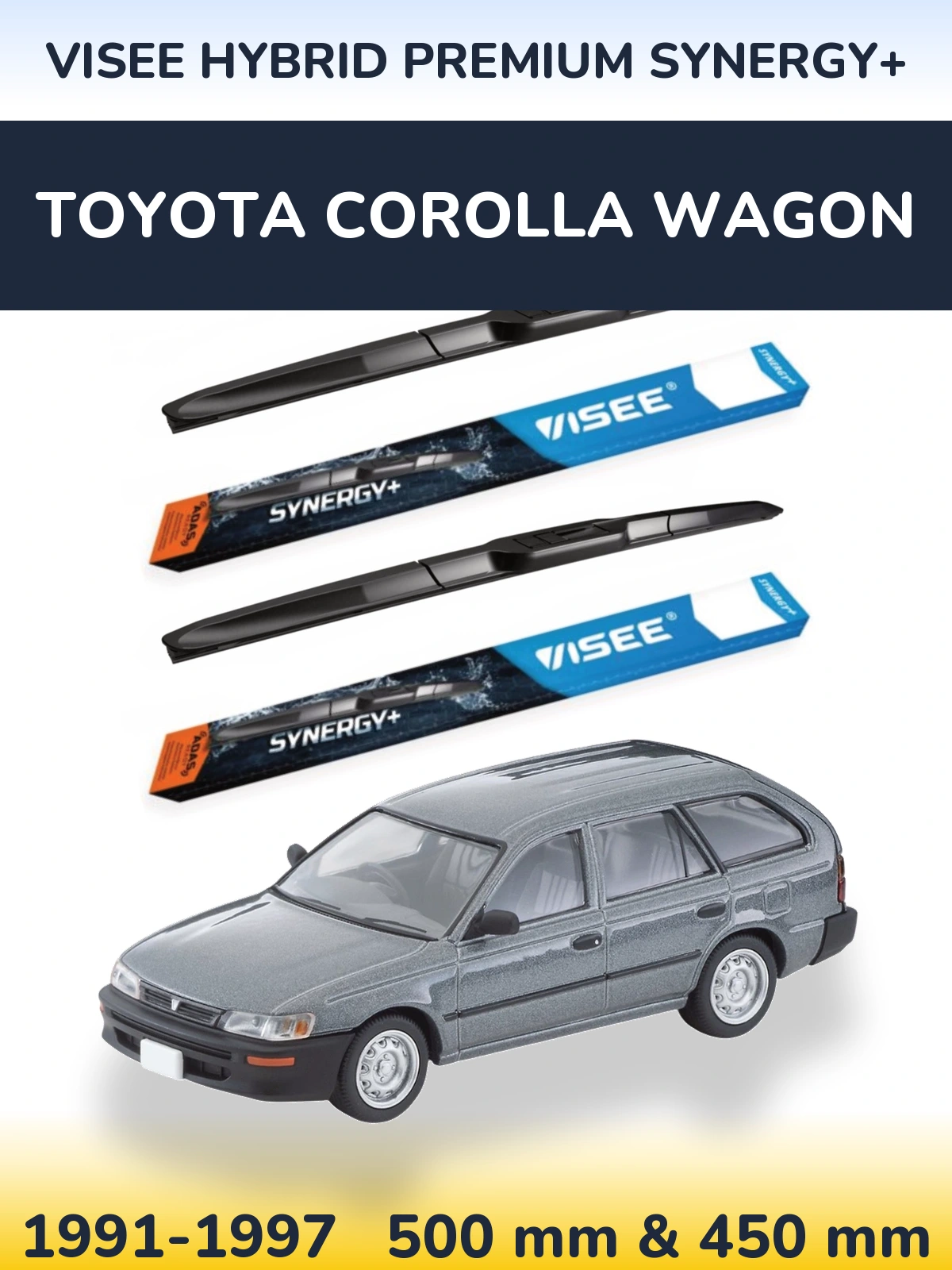 Комплект передніх щіток VISEE HYBRID PREMIUM SYNERGY+ 500 & 450 мм для Toyota Corolla Wagon 1991-1997