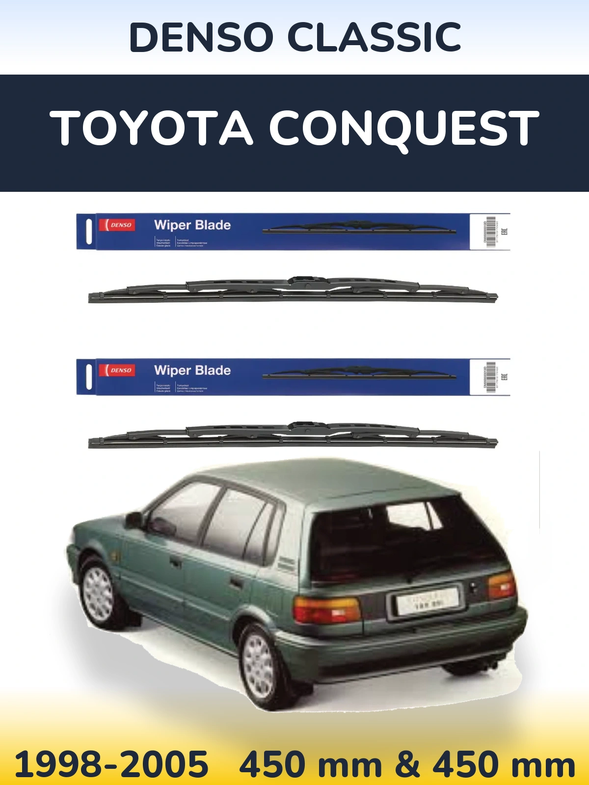 Комплект передних дворников Denso Classic 450 & 450 мм для Toyota Conquest 1998-2005