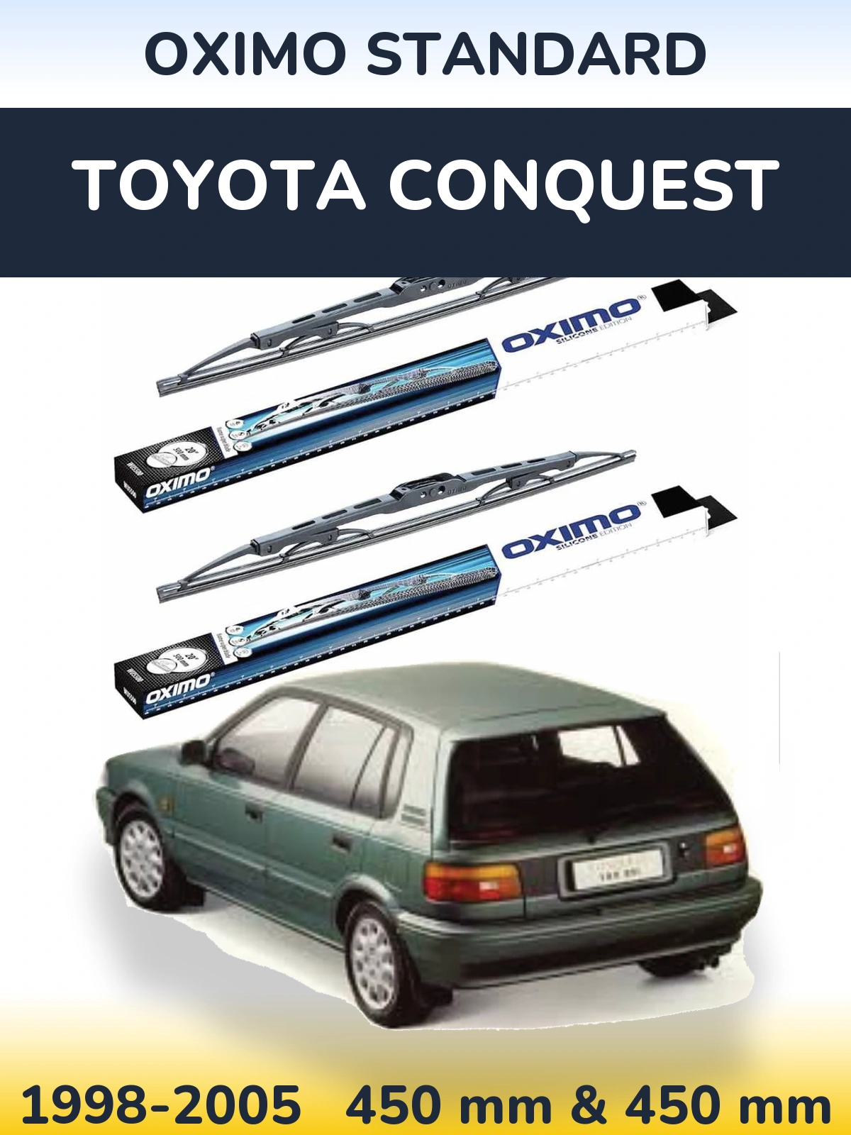 Front wiper blade set Oximo Standard 450 & 450 mm for Toyota Conquest 1998-2005