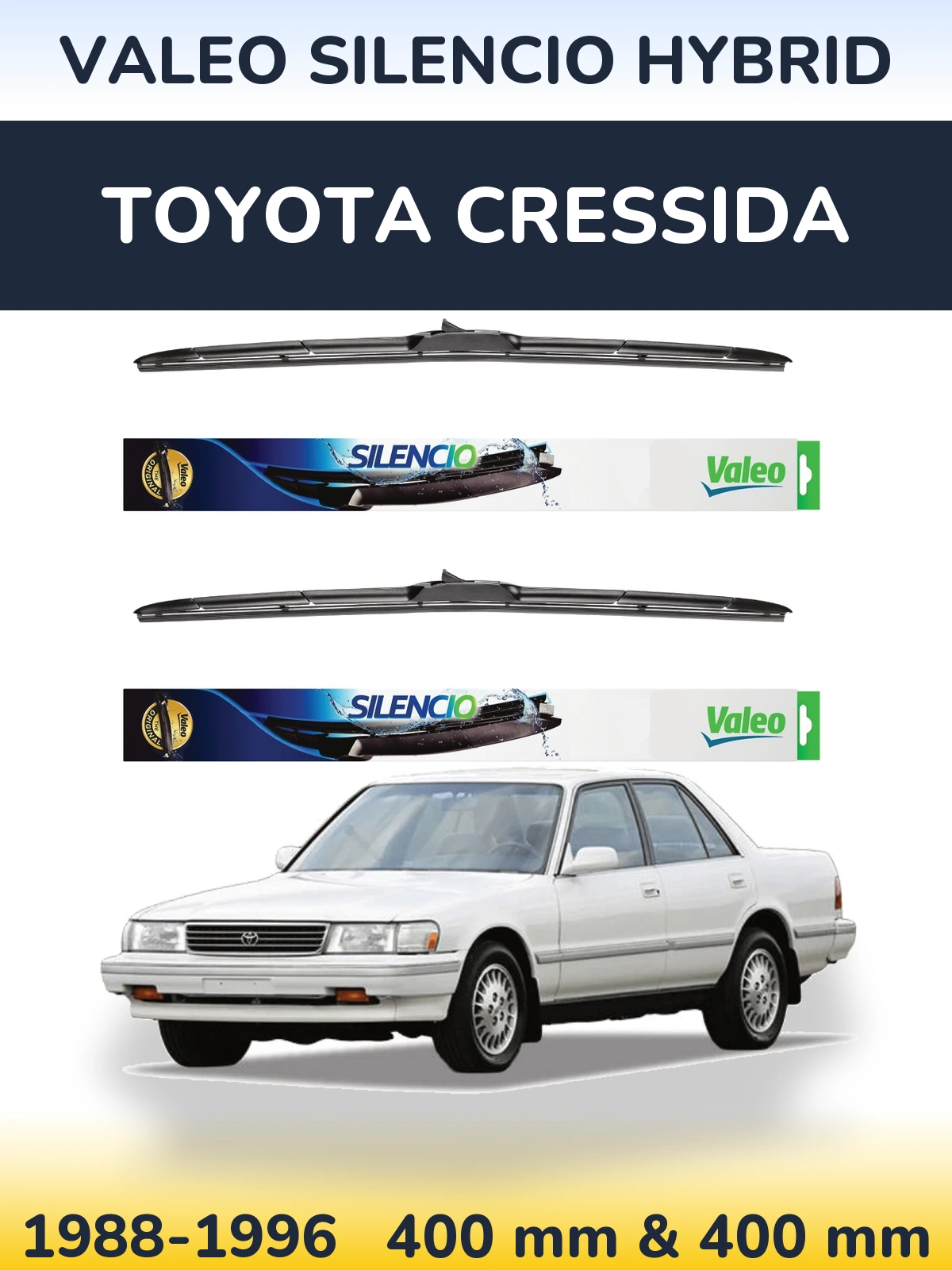 Комплект передніх щіток Valeo Silencio Hybrid 400 & 400 мм для Toyota Cressida 1988-1996