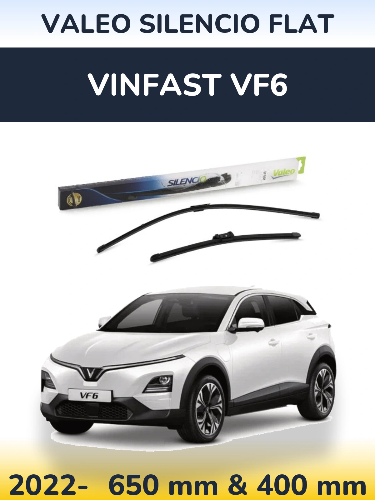 Комплект передних дворников Valeo Silencio Flat 650 & 400 мм для Vinfast VF6 2022-2026
