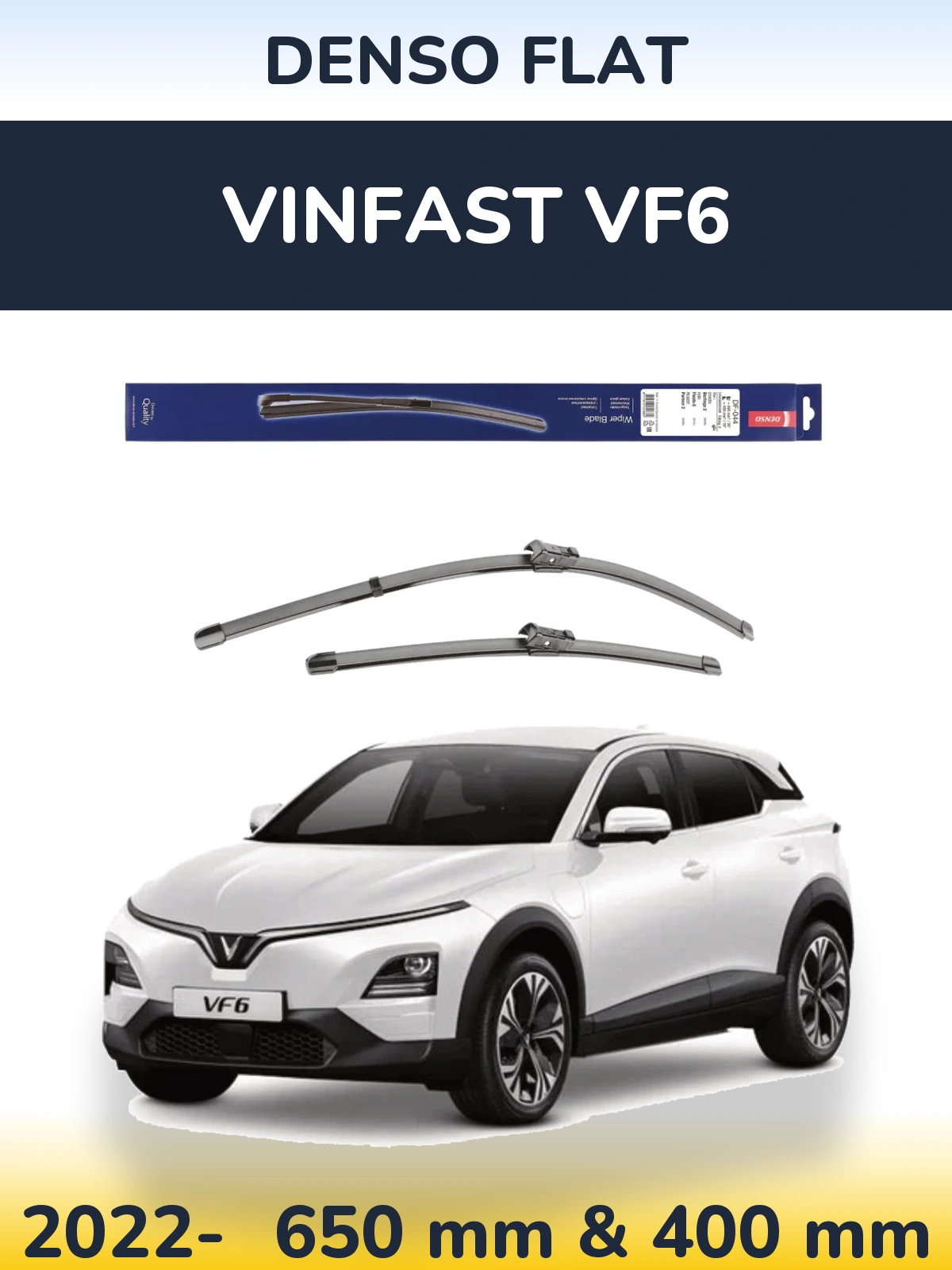 Front wiper blade set Denso Flat 650 & 400 mm for Vinfast VF6 2022-2026