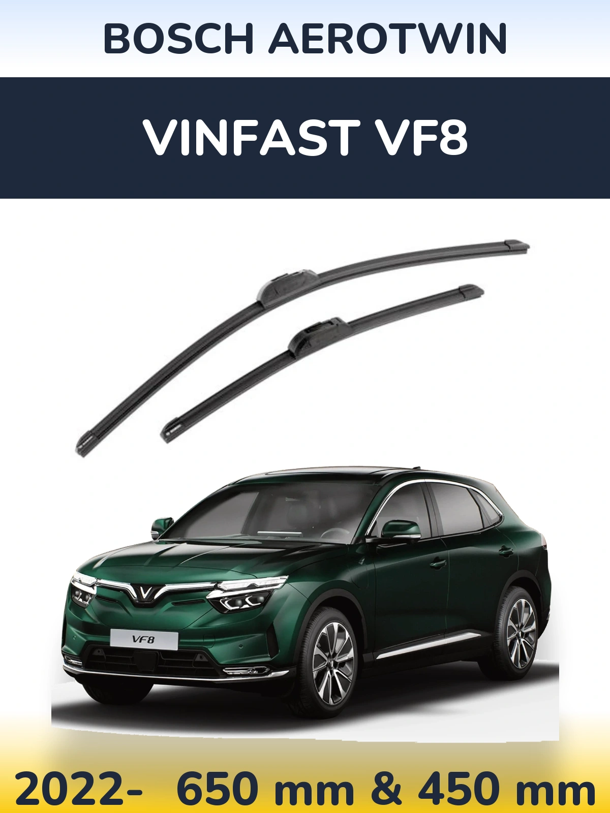 Комплект передніх щіток BOSCH AeroTwin 650 & 450 мм для Vinfast VF8 2022-2026