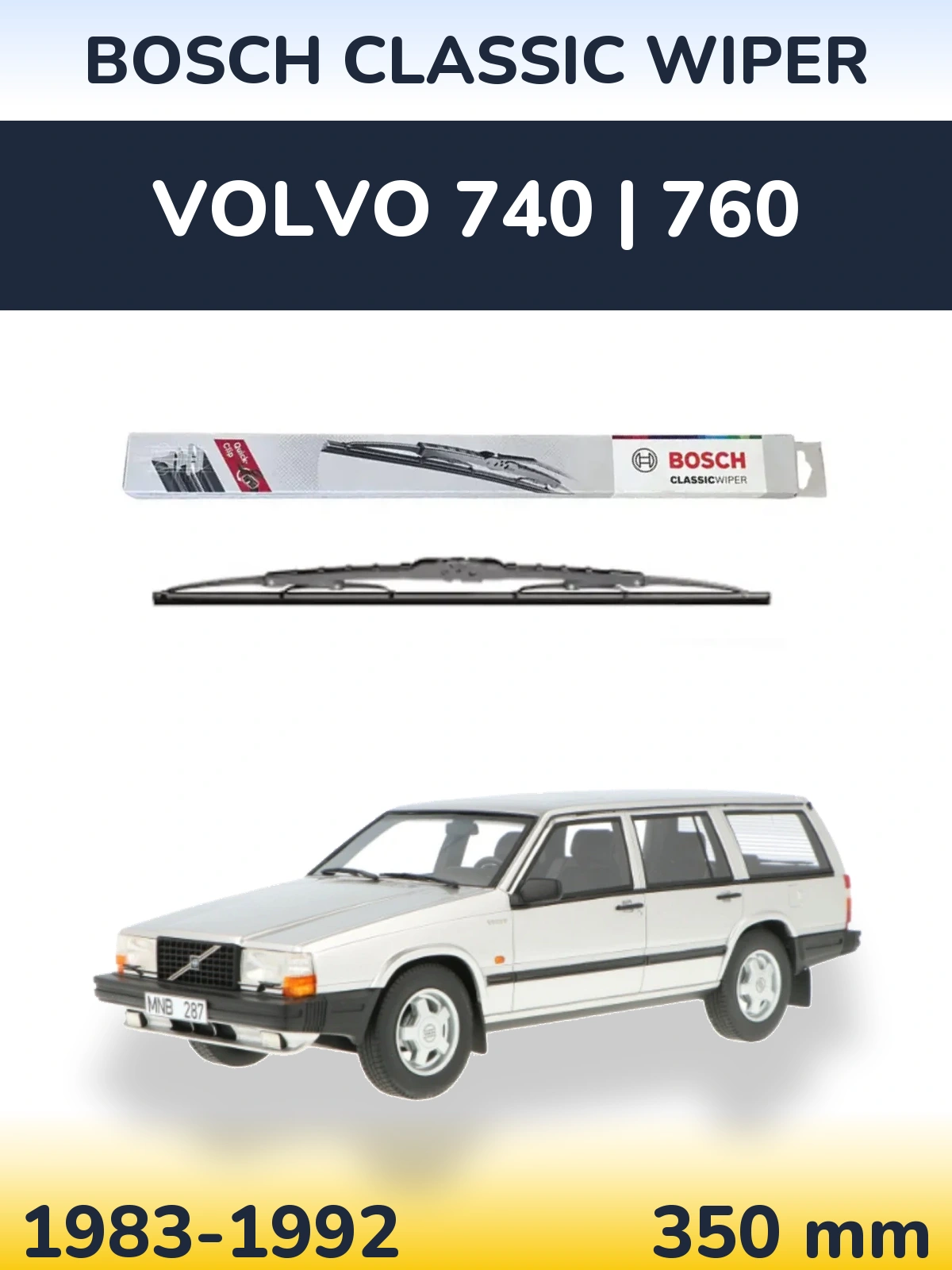 Rear wiper blade BOSCH Classic Wiper 340 mm for Volvo 740 | 760 1983-1992