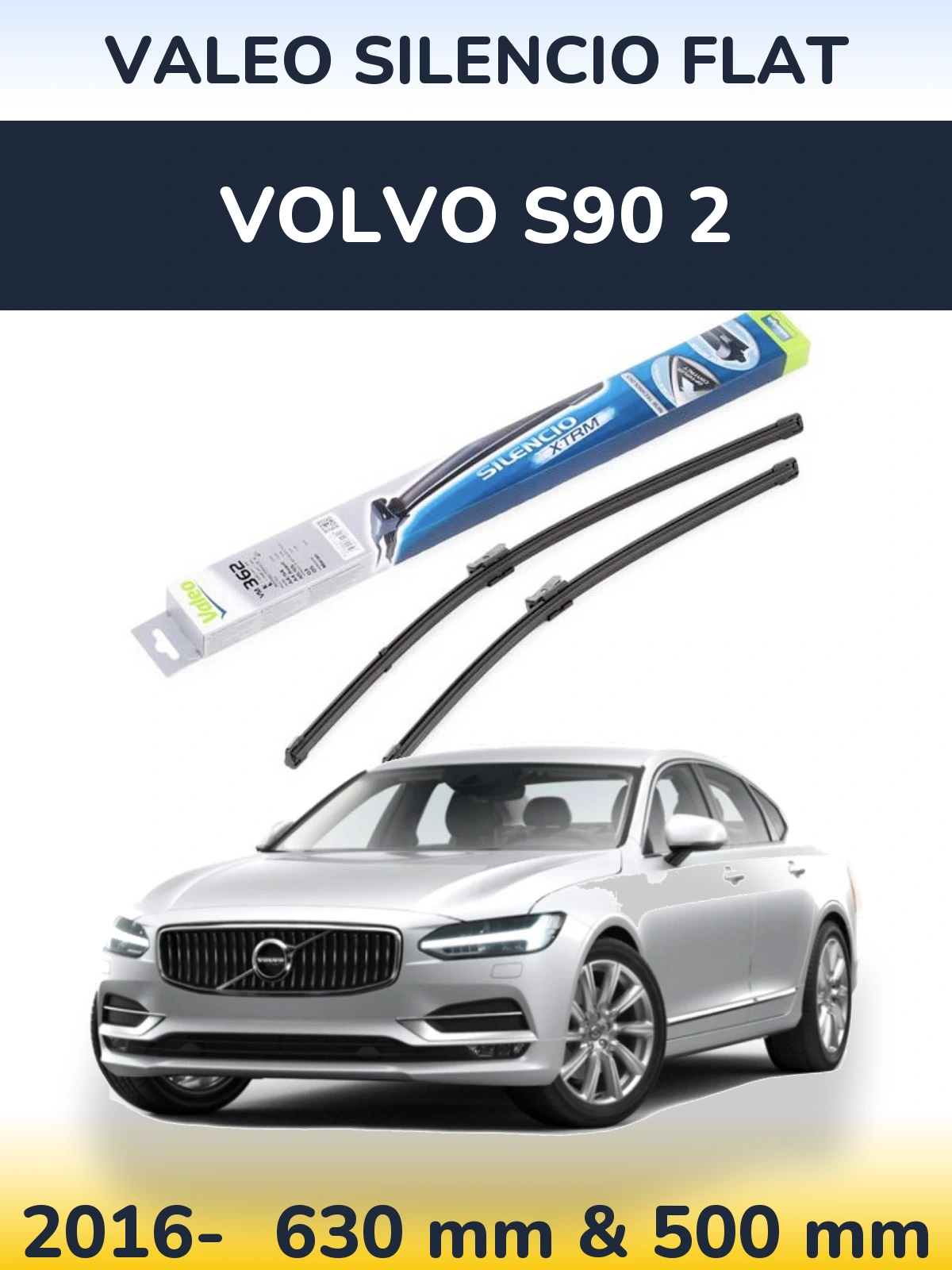 Комплект передних дворников Valeo Silencio Flat 600 & 500 мм для Volvo S90 2 2016-2026