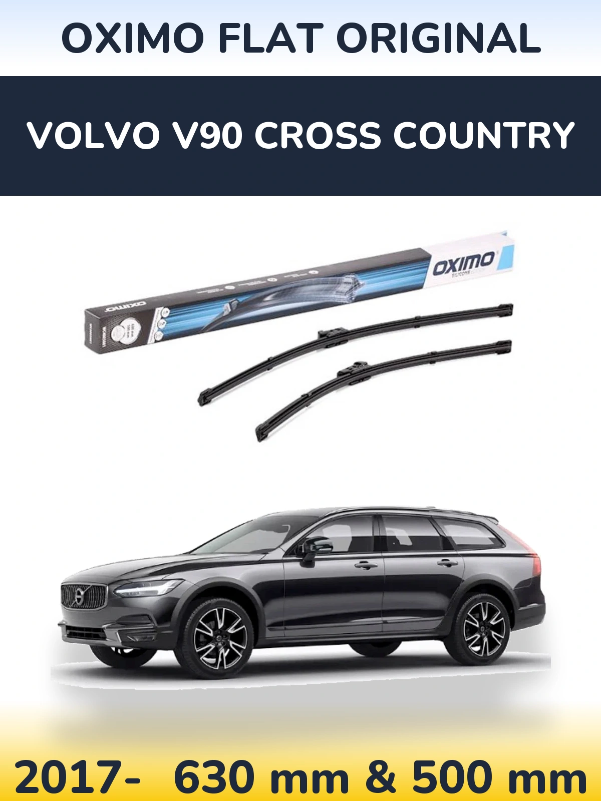 Комплект передних дворников Oximo Flat Original 600 & 500 мм для Volvo V90 Cross Country 2017-2026