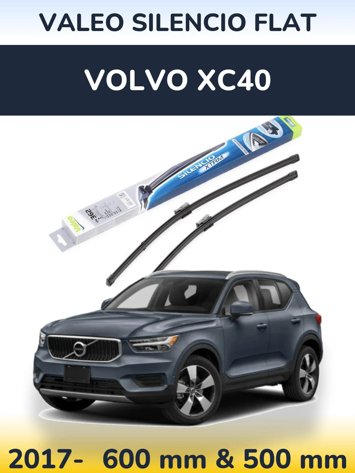 Комплект передних дворников Valeo Silencio Flat 600 & 500 мм для Volvo XC40 2017-2026