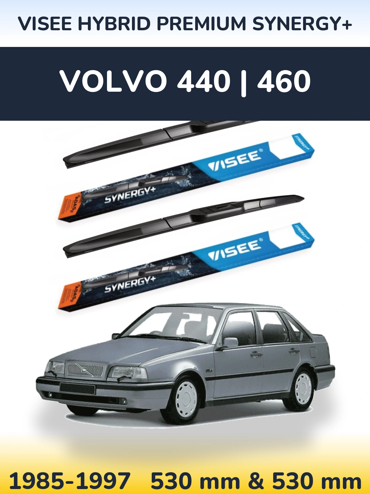 Комплект передніх щіток VISEE HYBRID PREMIUM SYNERGY+ 530 & 530 мм для Volvo 440 | 460 1985-1997