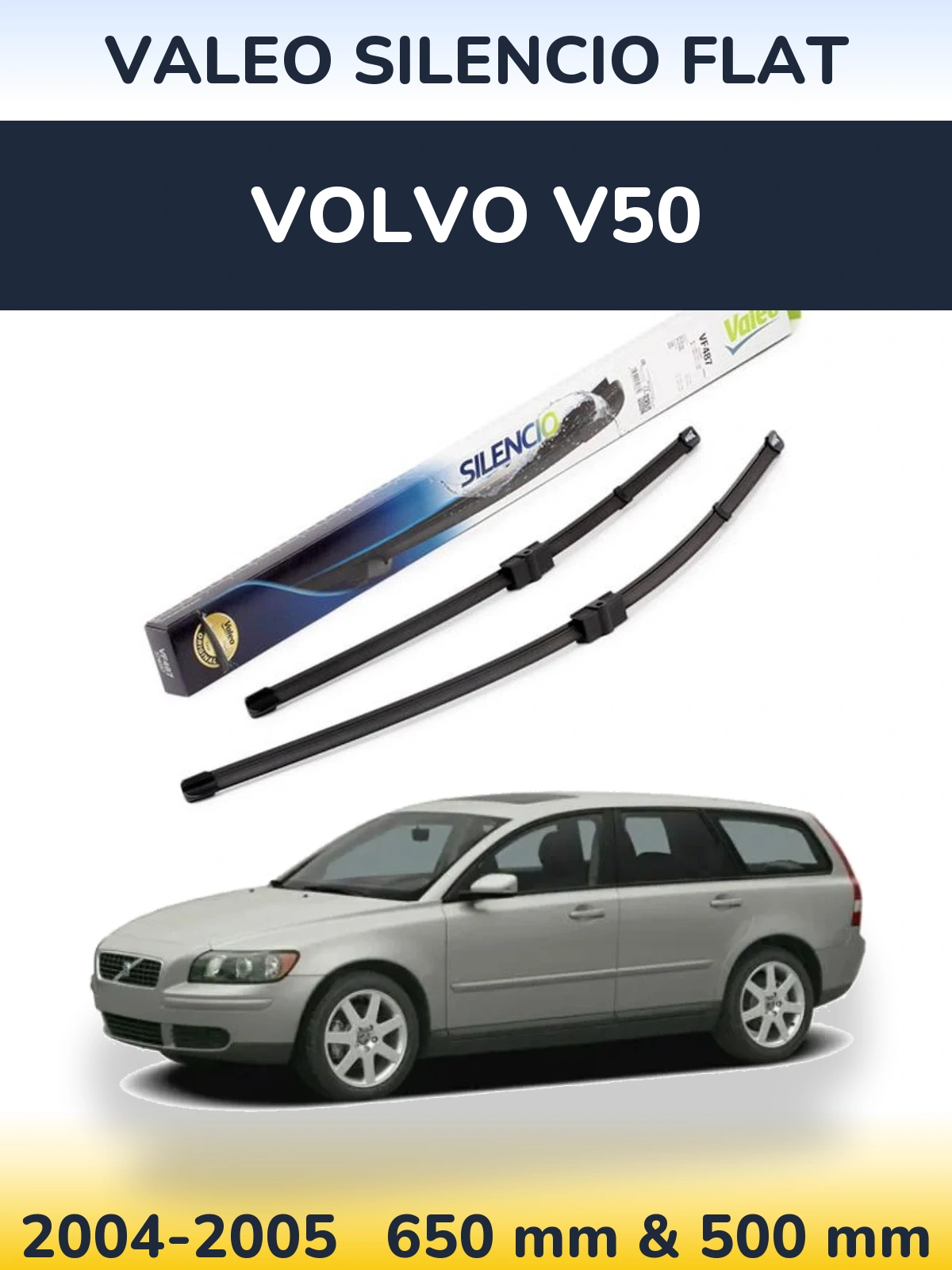 Комплект передних дворников Valeo Silencio Flat 650 & 500 мм для Volvo V50 2004-2005