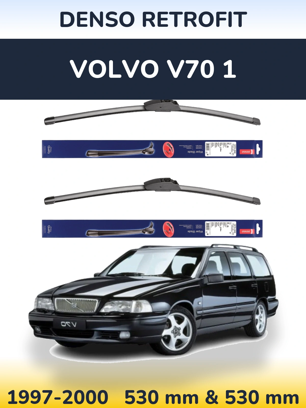 Комплект передних дворников Denso Retrofit 530 & 530 мм для Volvo V70 1 1997-2000