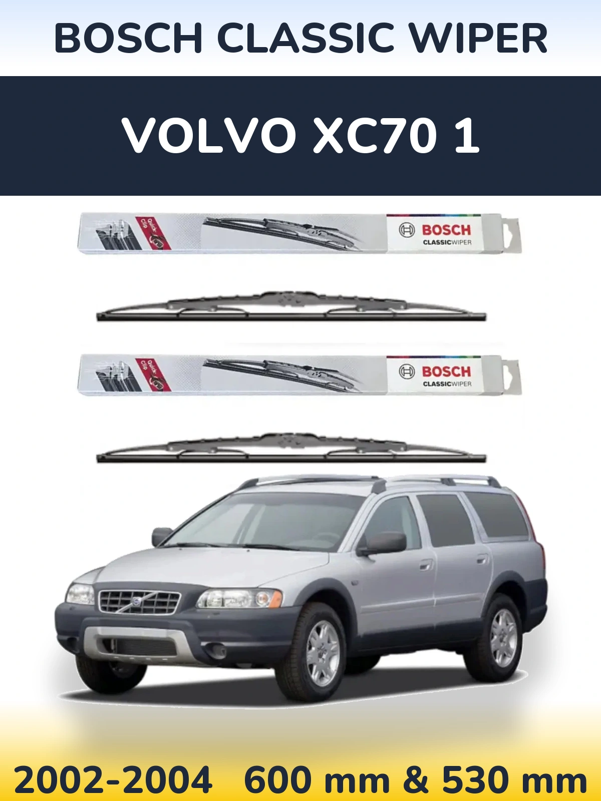 Комплект передних дворников BOSCH Classic Wiper 600 & 530 мм для Volvo XC70 1 2002-2004