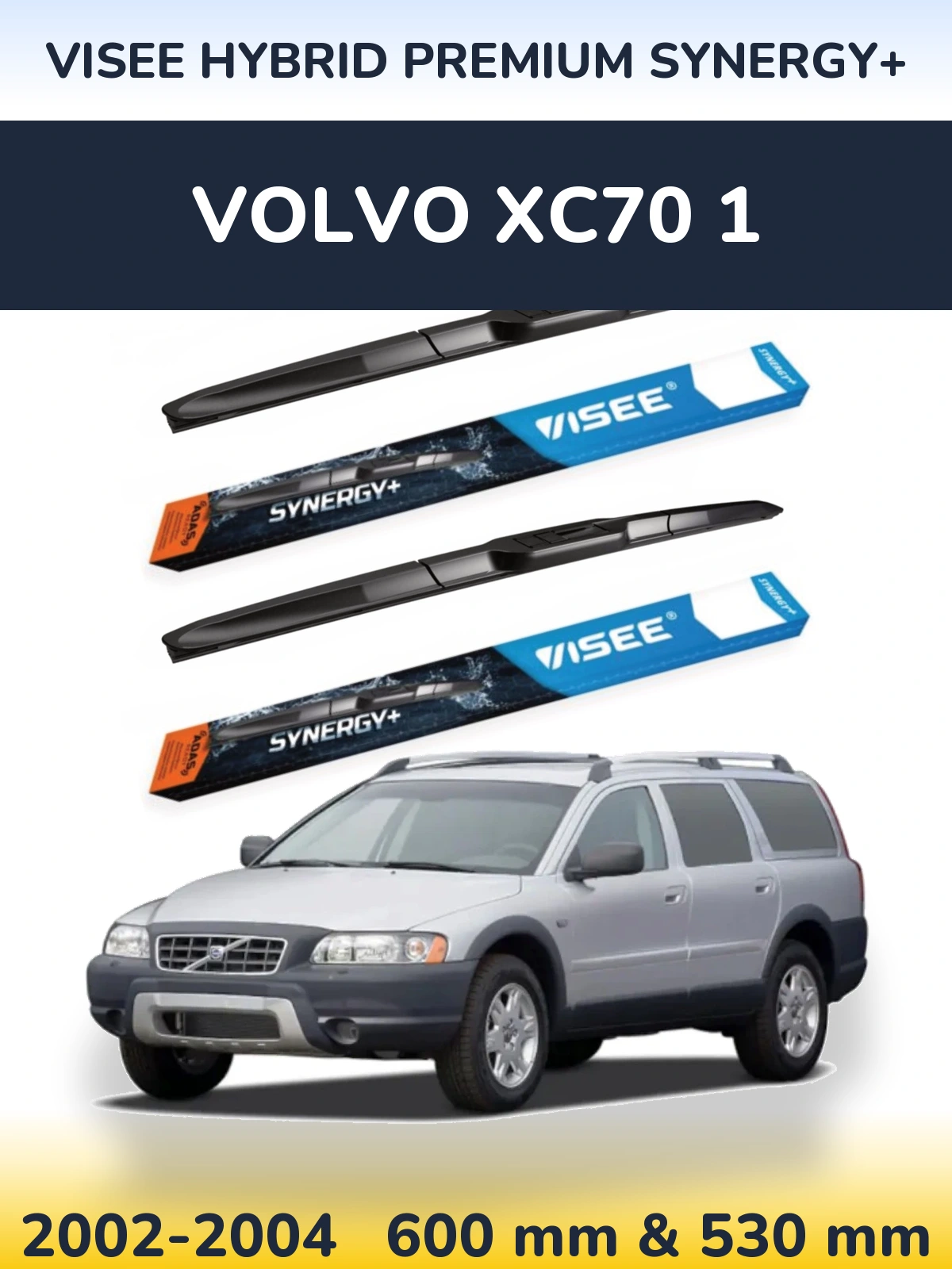 Комплект передніх щіток VISEE HYBRID PREMIUM SYNERGY+ 600 & 530 мм для Volvo XC70 1 2002-2004
