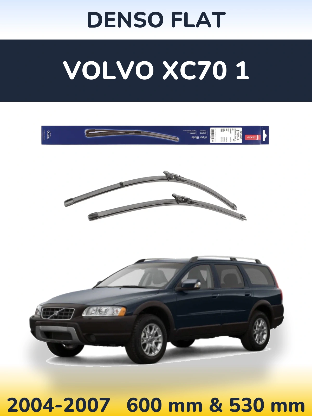 Front wiper blade set Denso Flat 600 & 550 mm for Volvo XC70 1 2004-2007