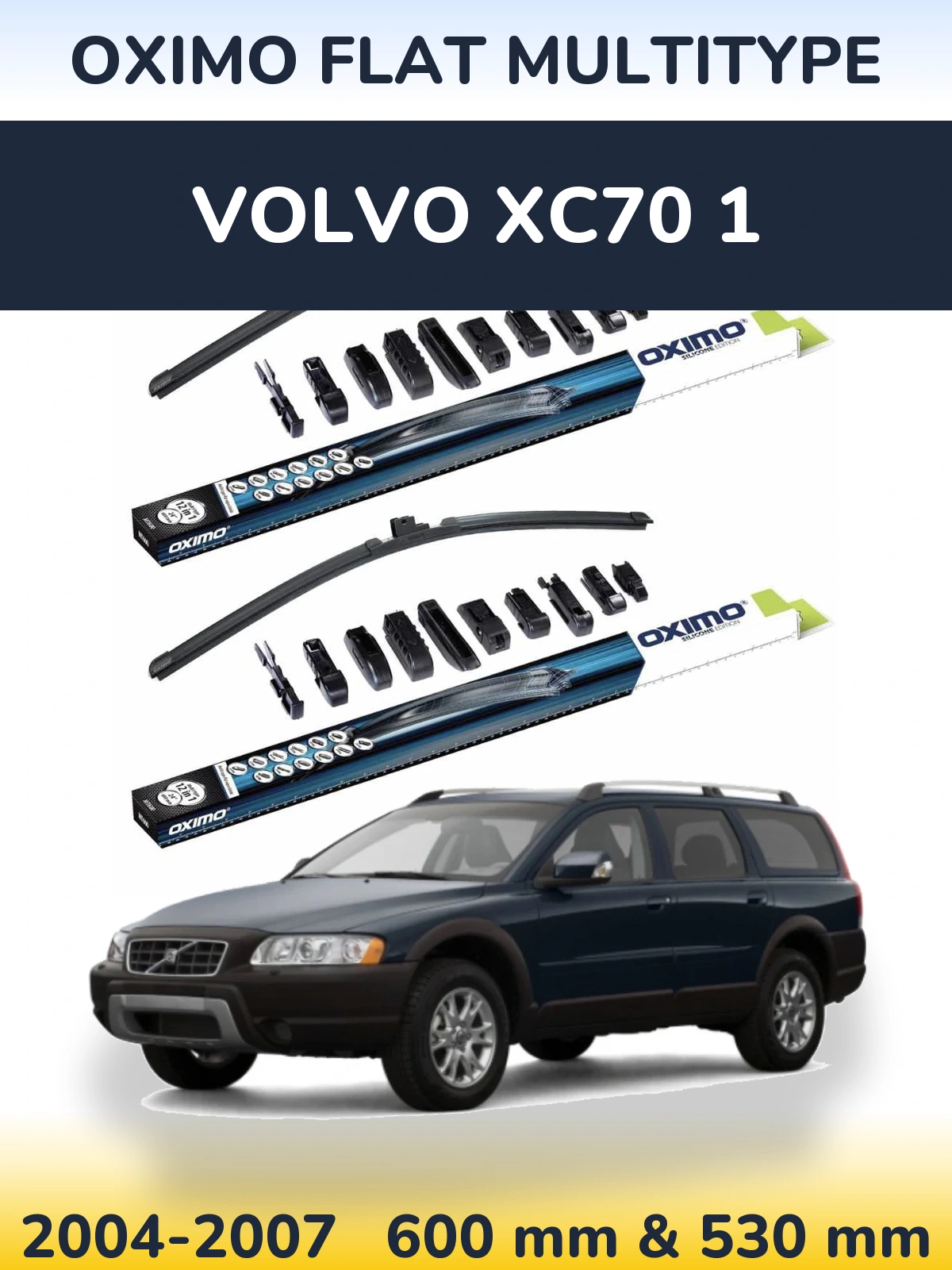 Комплект передних дворников Oximo Flat MultiТипe 600 & 530 мм для Volvo XC70 1 2004-2007