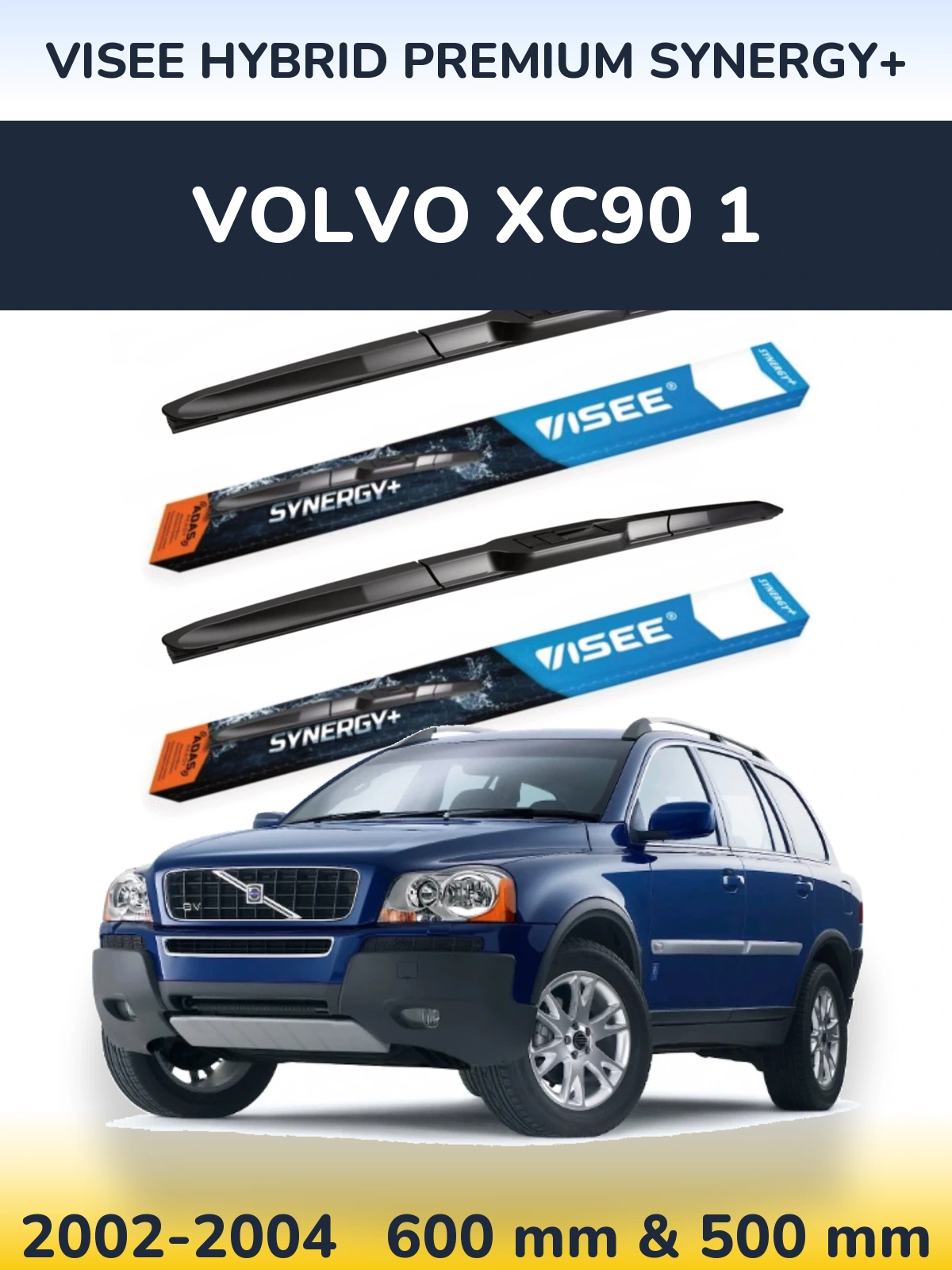 Комплект передних дворников VISEE HYBRID PREMIUM SYNERGY+ 600 & 500 мм для Volvo XC90 1 2002-2004