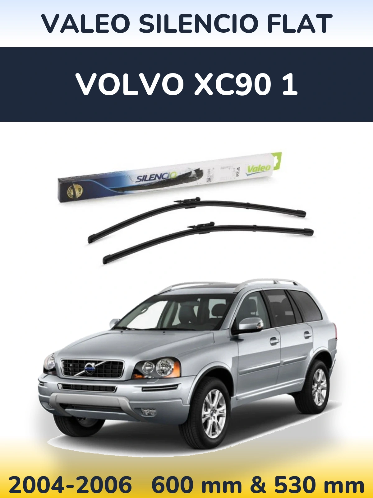 Комплект передних дворников Valeo Silencio Flat 600 & 550 мм для Volvo XC90 1 2004-2006