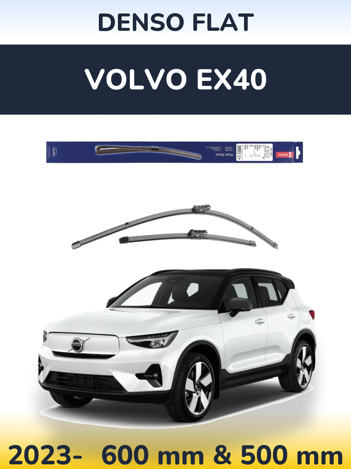 Комплект передних дворников Denso Flat 600 & 500 мм для Volvo EX40 2023-2026