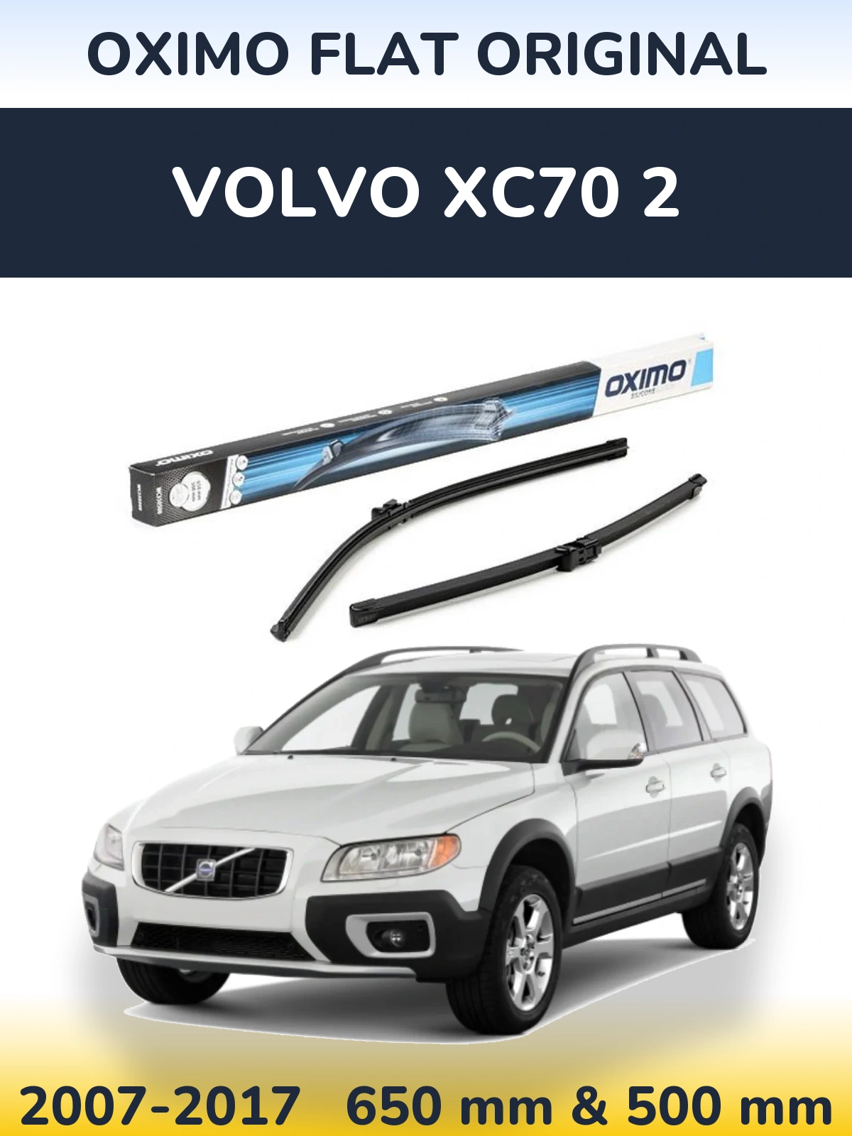 Комплект передних дворников Oximo Flat Original 650 & 500 мм для Volvo XC70 2 2007-2017