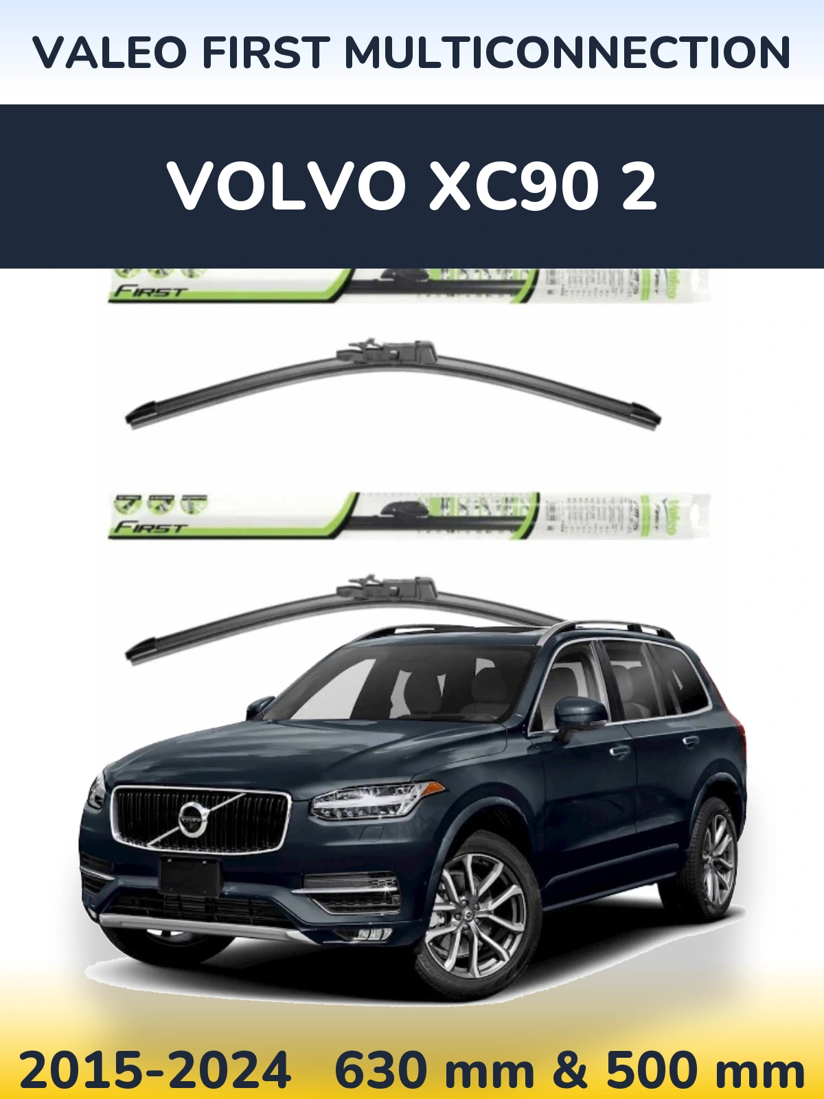 Front wiper blade set Valeo First MultiConnection 600 & 500 mm for Volvo XC90 2 2015-2024