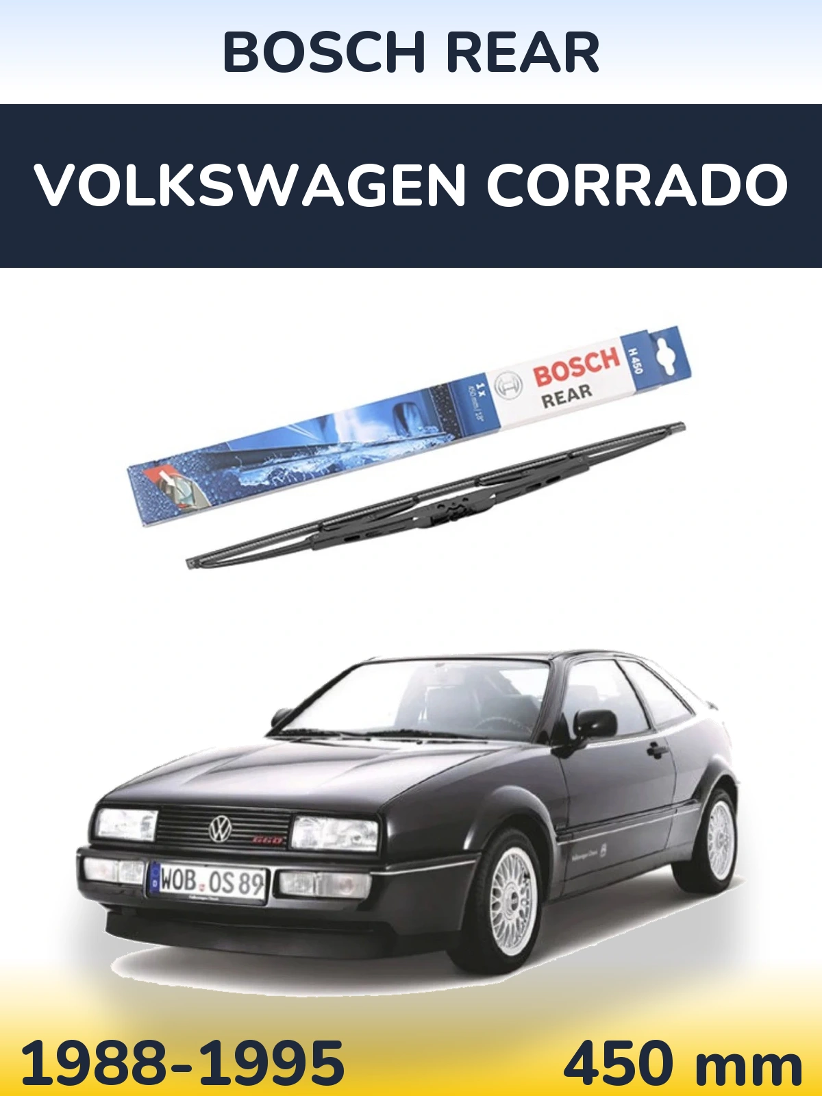 Rear wiper blade BOSCH Rear 450 mm for Volkswagen Corrado 1988-1995