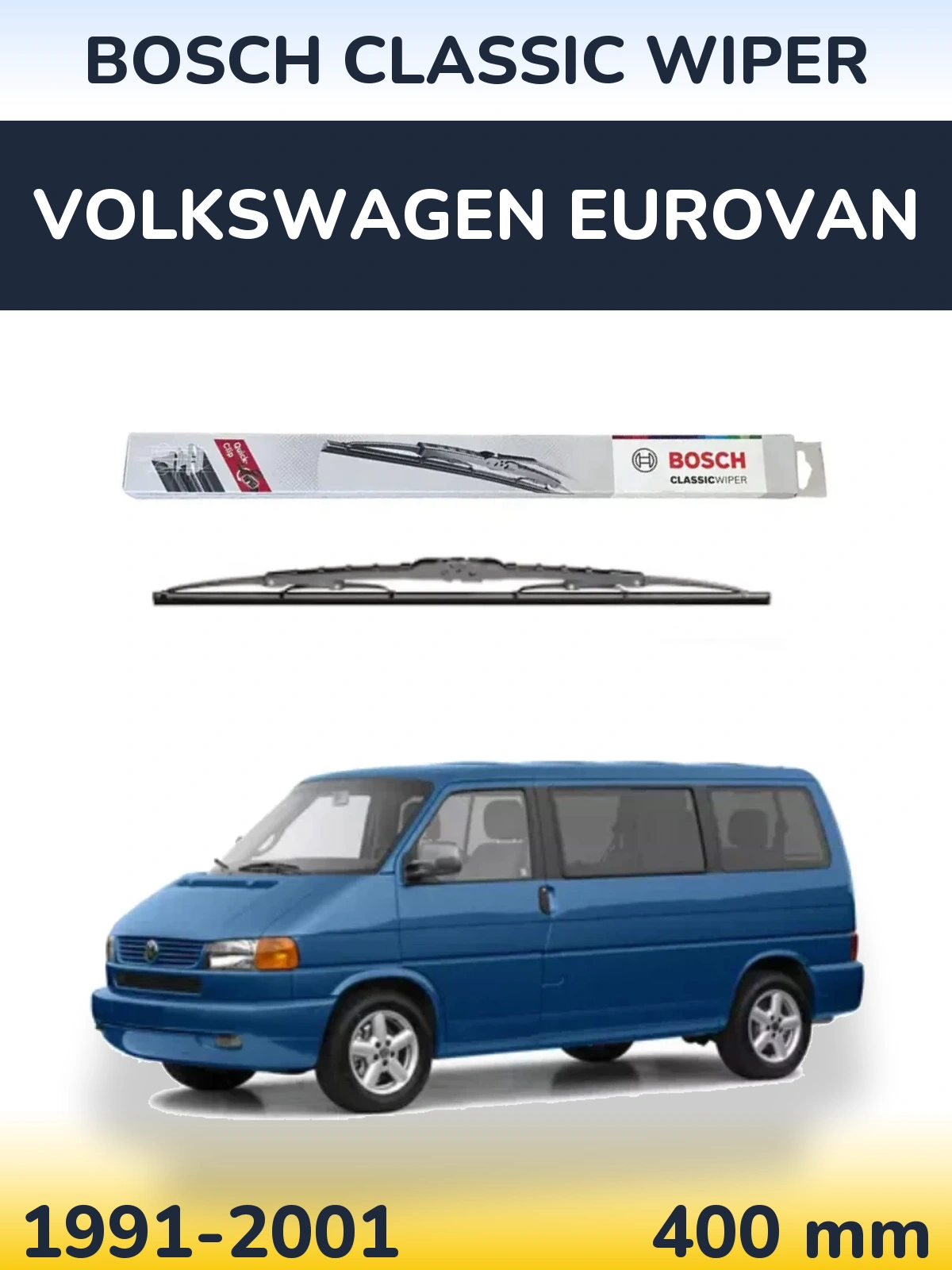 Rear wiper blade BOSCH Classic Wiper 400 mm for Volkswagen Eurovan 1991-2001