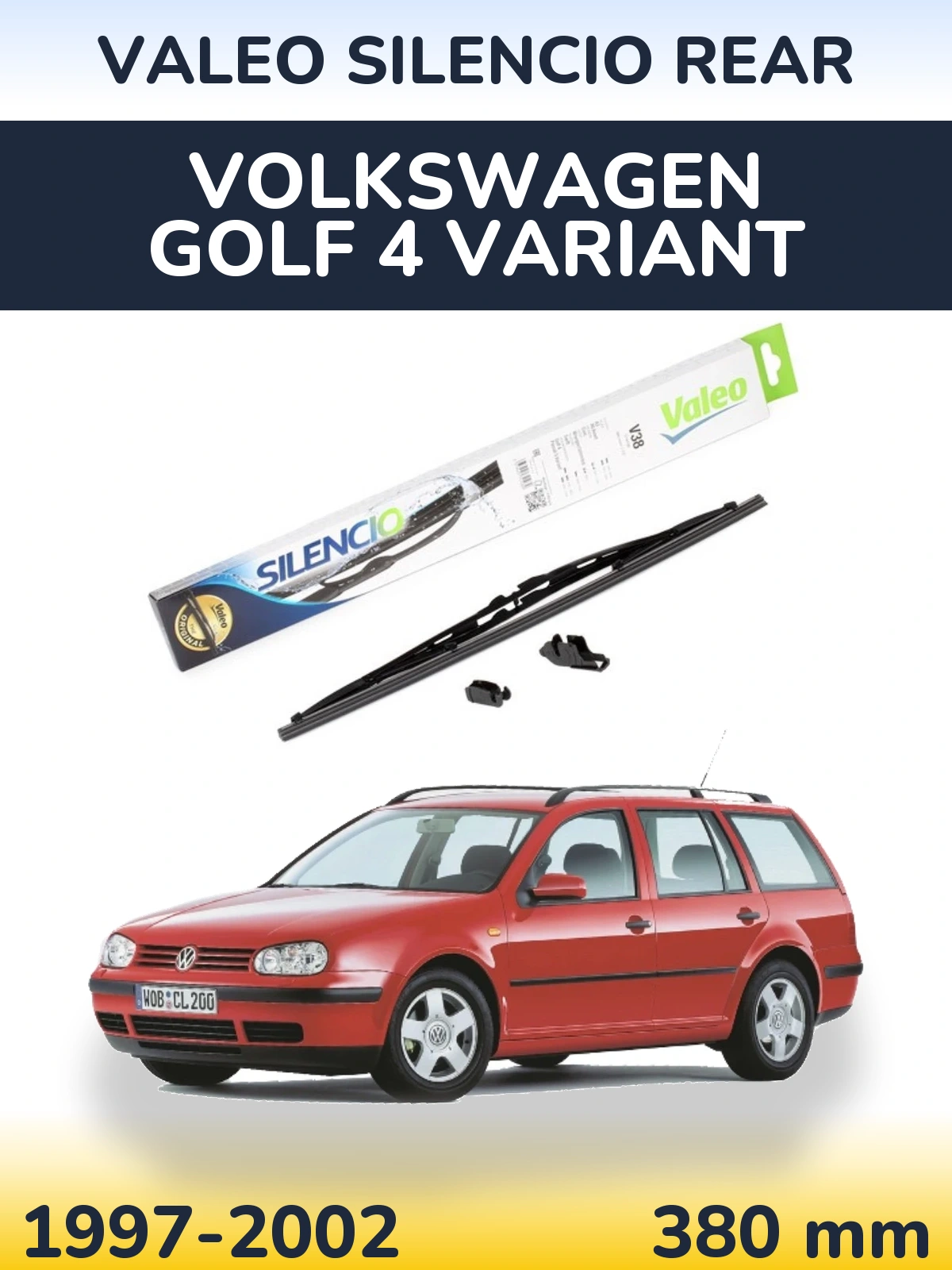 Rear wiper blade Valeo Silencio Rear 380 mm for Volkswagen Golf 4 Variant 1997-2002