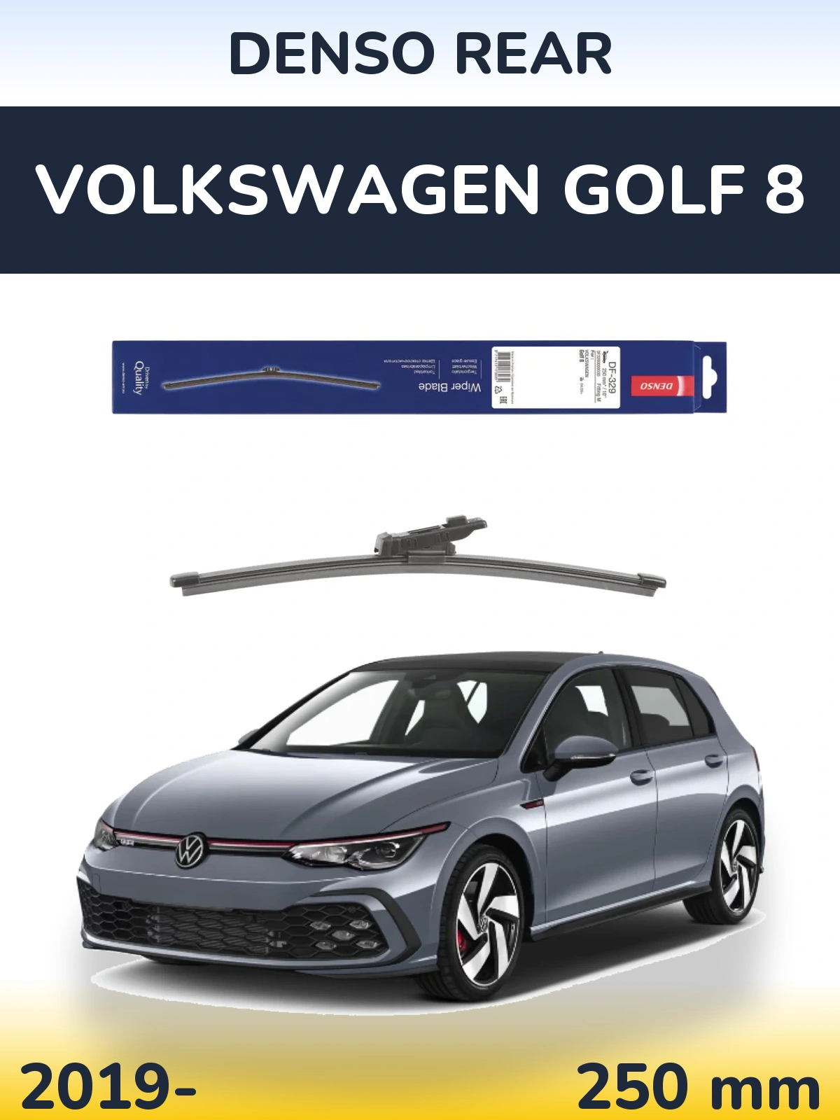Rear wiper blade Denso Rear 250 mm for Volkswagen Golf 8 2019-2026