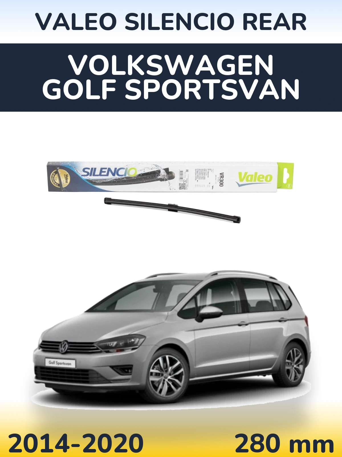 Rear wiper blade Valeo Silencio Rear 285 mm for Volkswagen Golf Sportsvan 2014-2020