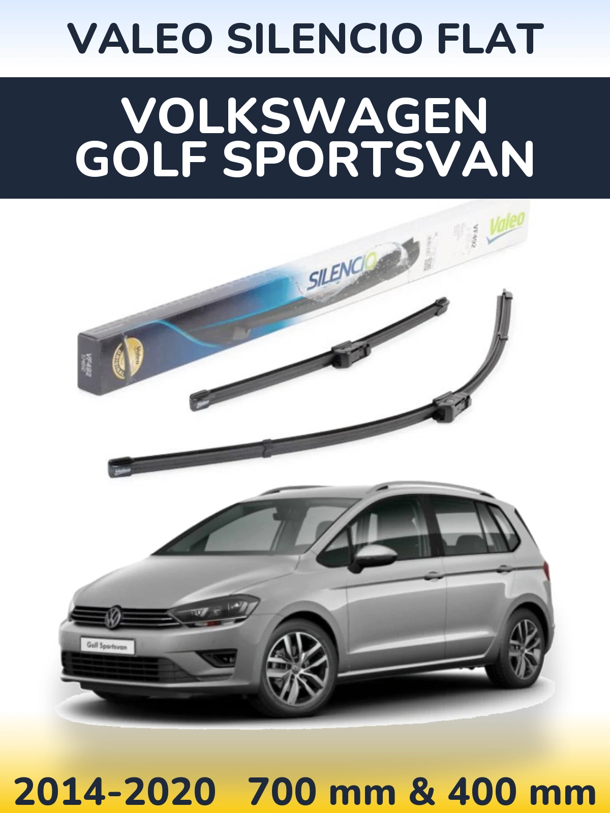 Комплект передних дворников Valeo Silencio Flat 700 & 400 мм для Volkswagen Golf Sportsvan 2014-2020