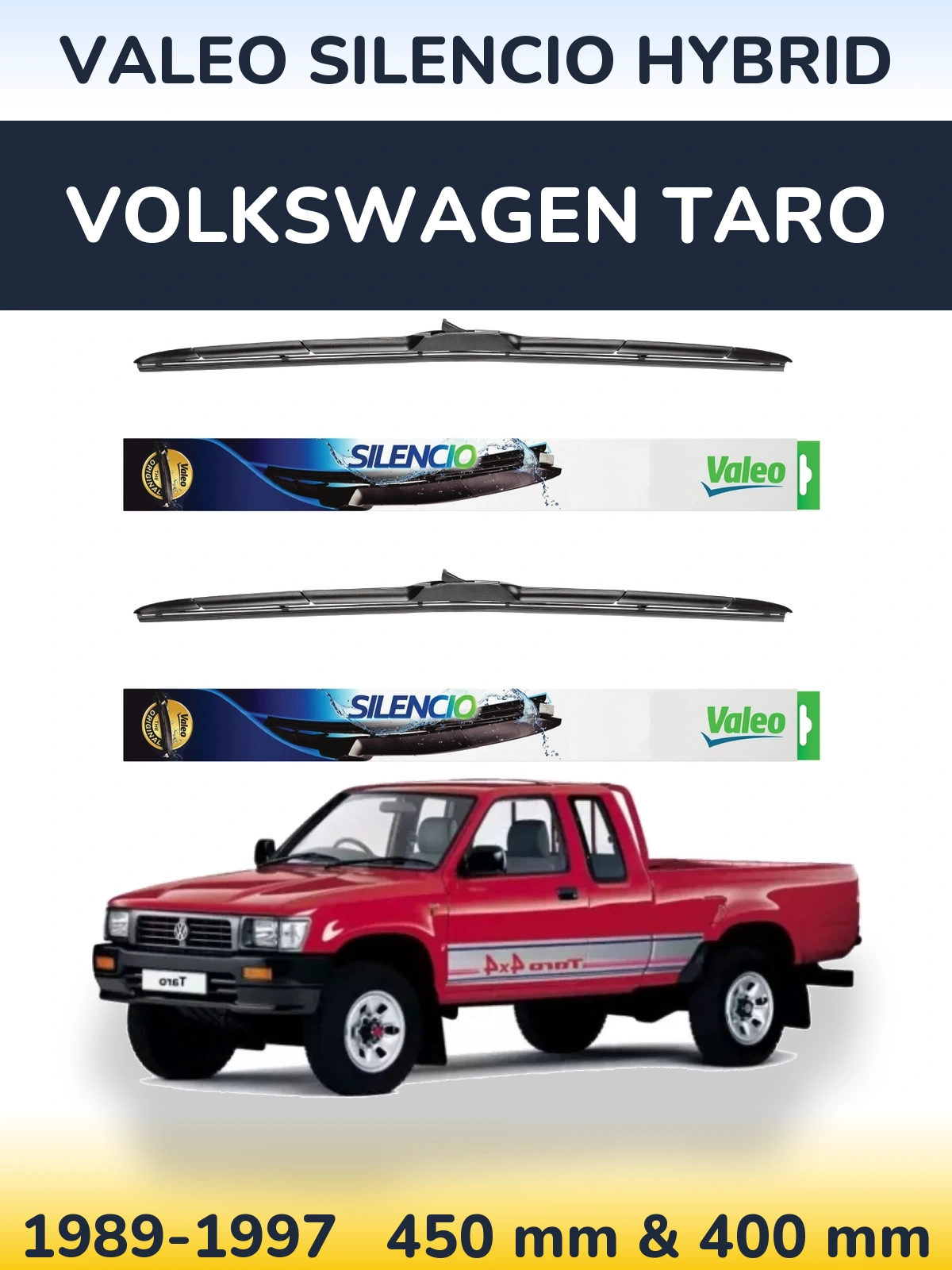 Комплект передних дворников Valeo Silencio Hybrid 450 & 400 мм для Volkswagen Taro 1989-1997