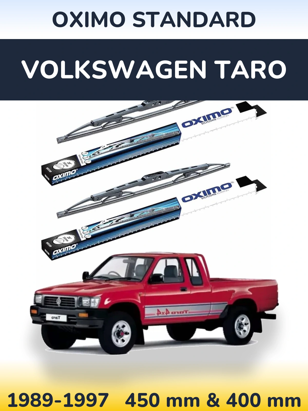 Front wiper blade set Oximo Standard 450 & 400 mm for Volkswagen Taro 1989-1997