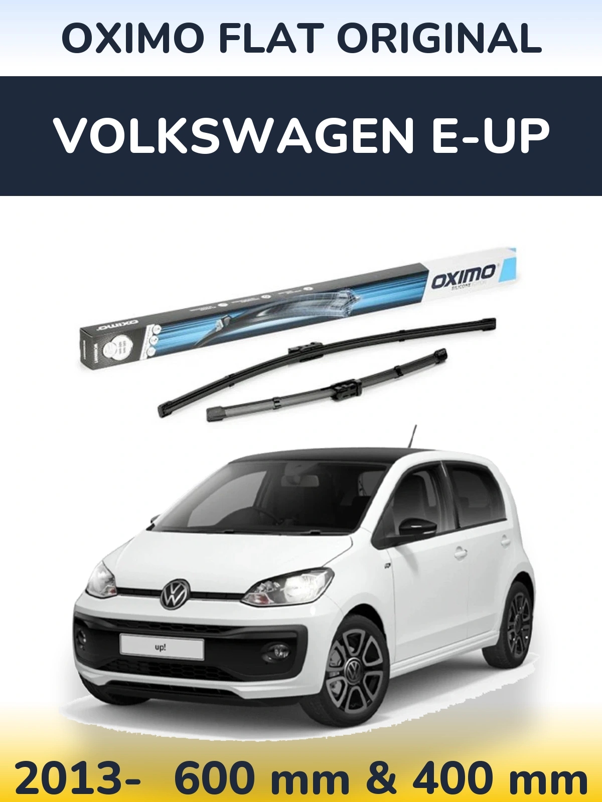 Front wiper blade set Oximo Flat Original 600 & 400 mm for Volkswagen e-Up 2013-2026