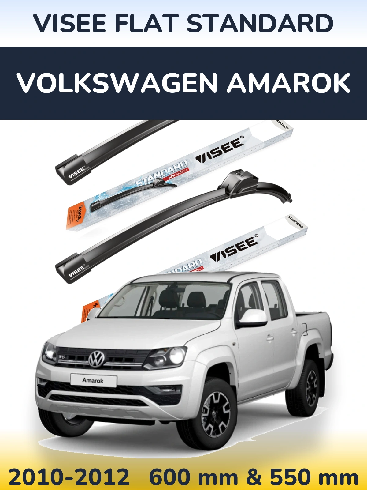 Front wiper blade set VISEE FLAT STANDARD 600 & 550 mm for Volkswagen Amarok 2010-2012