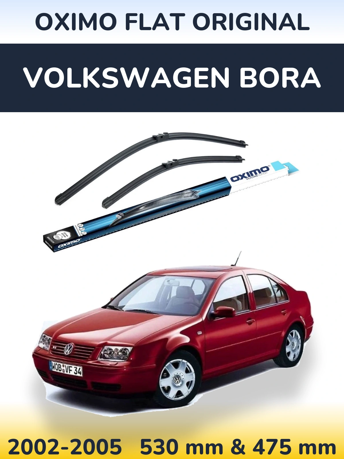 Front wiper blade set Oximo Flat Original 530 & 475 mm for Volkswagen Bora 2002-2005