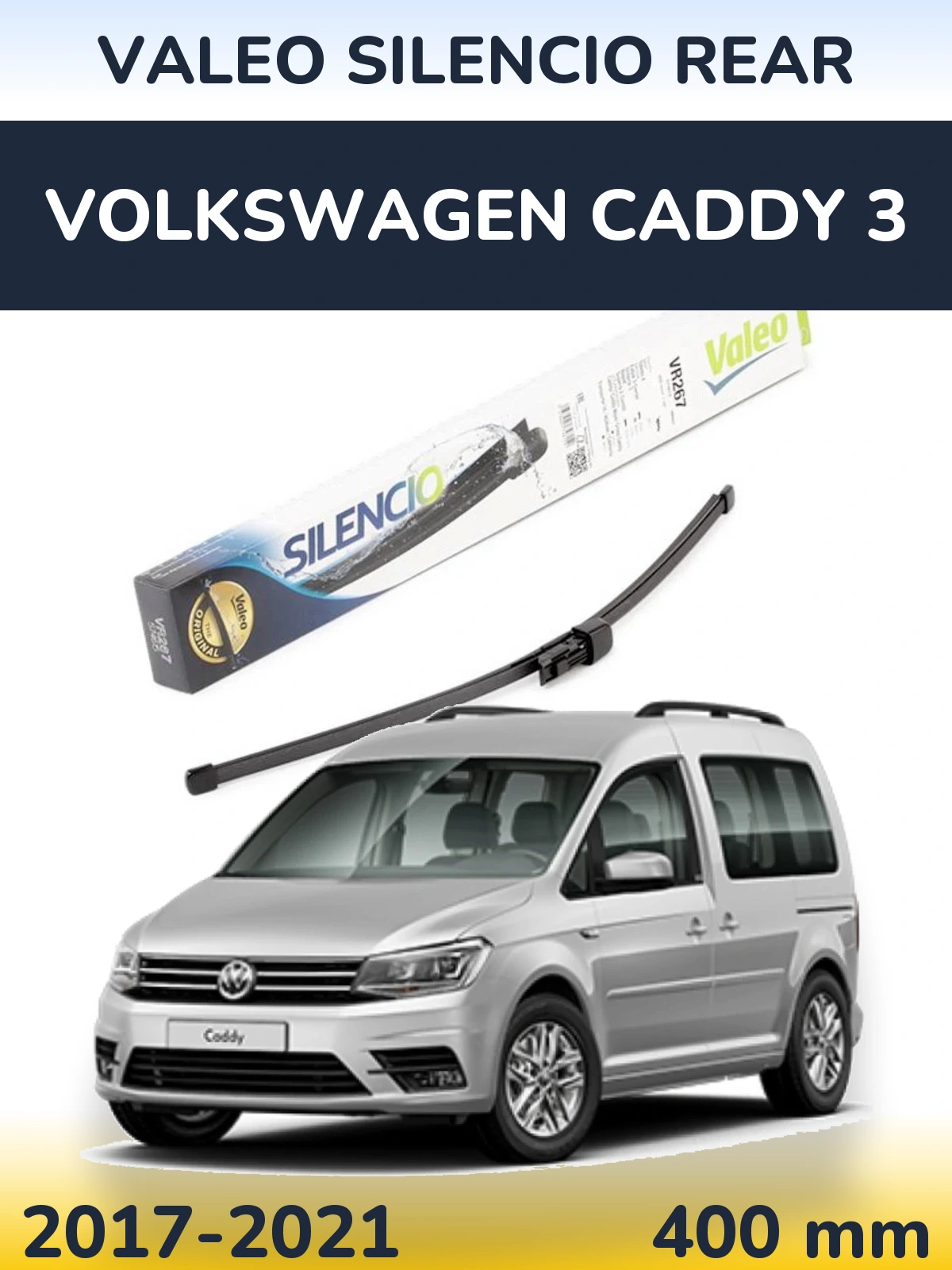 Rear wiper blade Valeo Silencio Rear 400 mm for Volkswagen Caddy 3 2017-2021