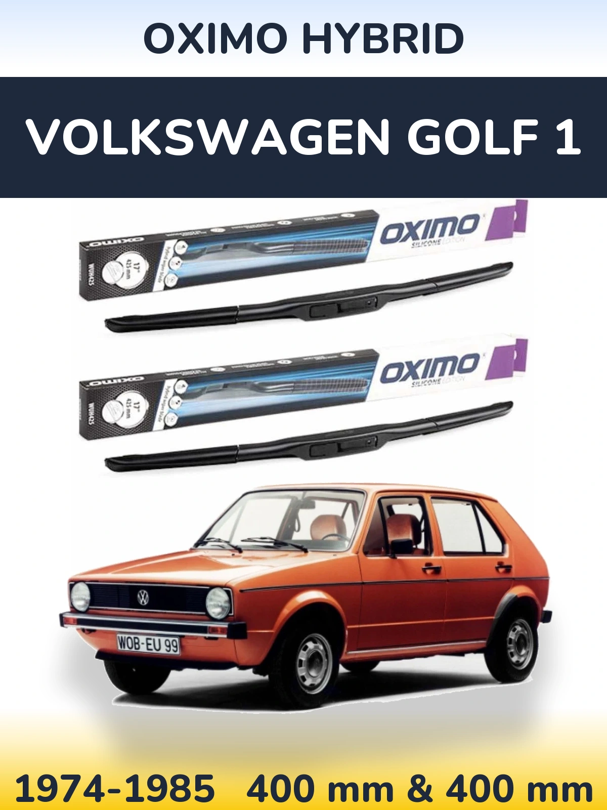Комплект передних дворников Oximo Hybrid 400 & 400 мм для Volkswagen Golf 1 1974-1985