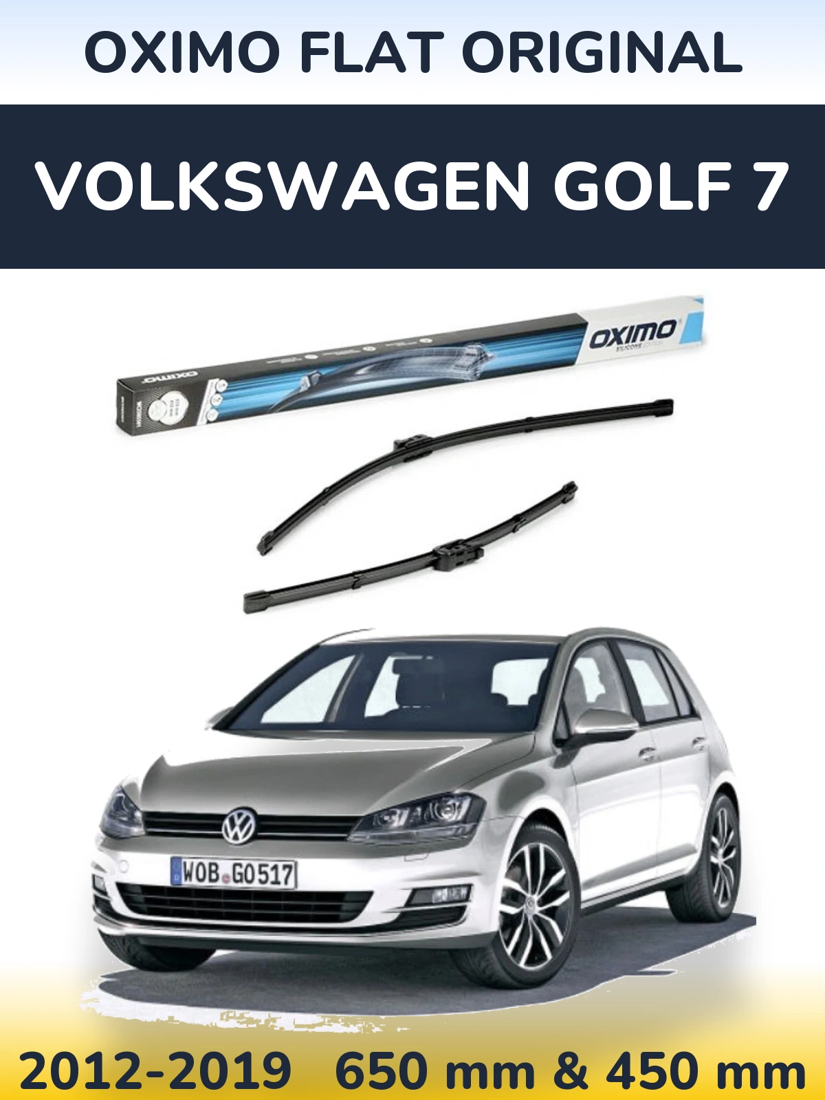 Front wiper blade set Oximo Flat Original 650 & 450 mm for Volkswagen Golf 7 2012-2019