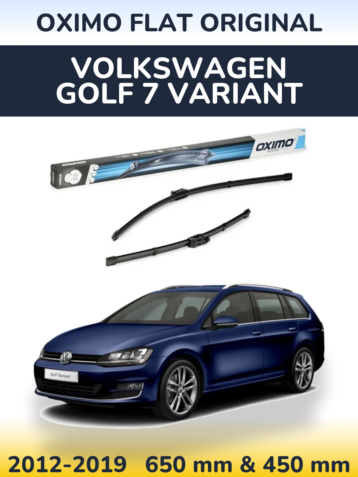 Front wiper blade set Oximo Flat Original 650 & 450 mm for Volkswagen Golf 7 Variant 2012-2019