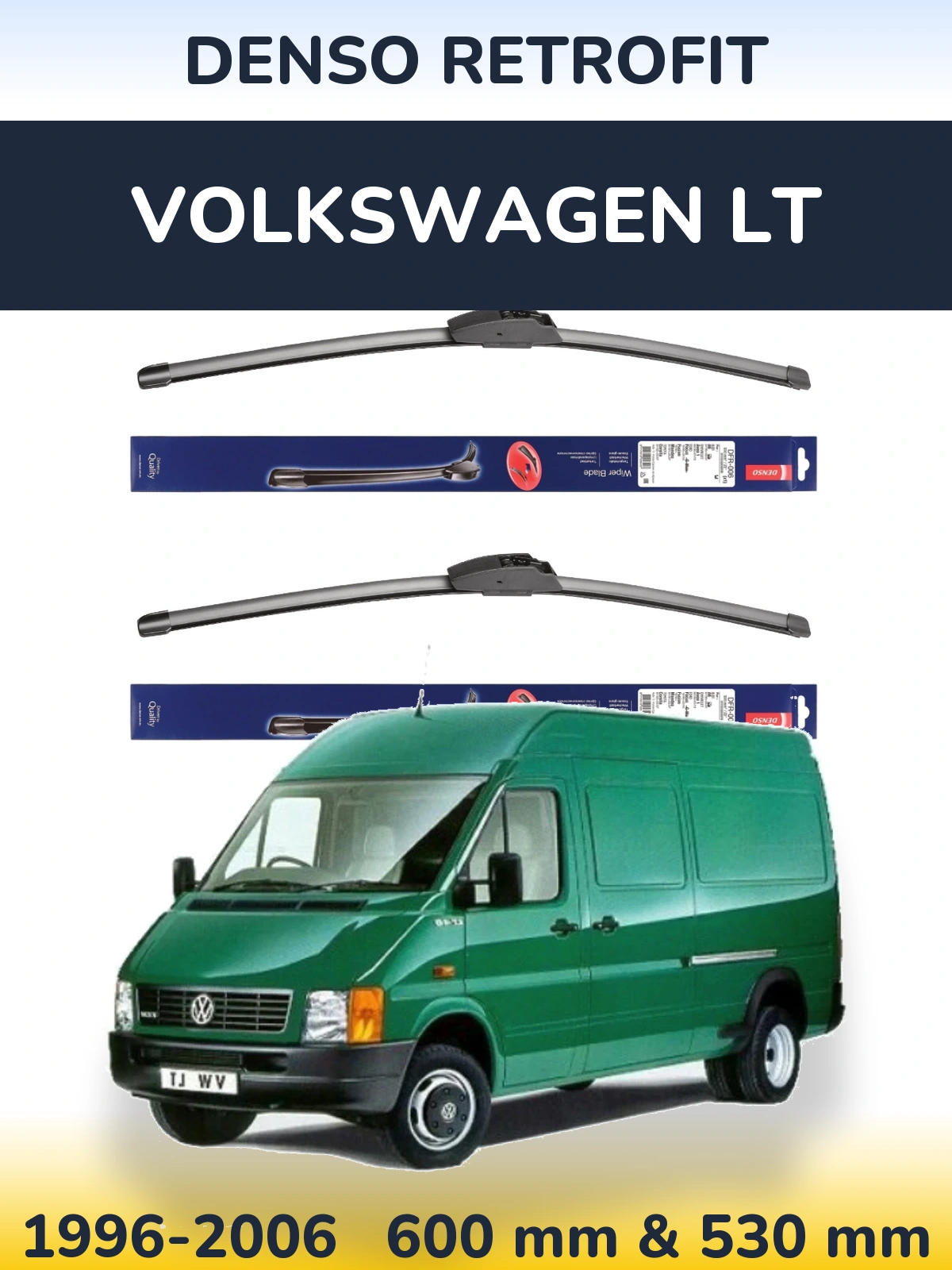Front wiper blade set Denso Retrofit 600 & 530 mm for Volkswagen LT 1996-2006