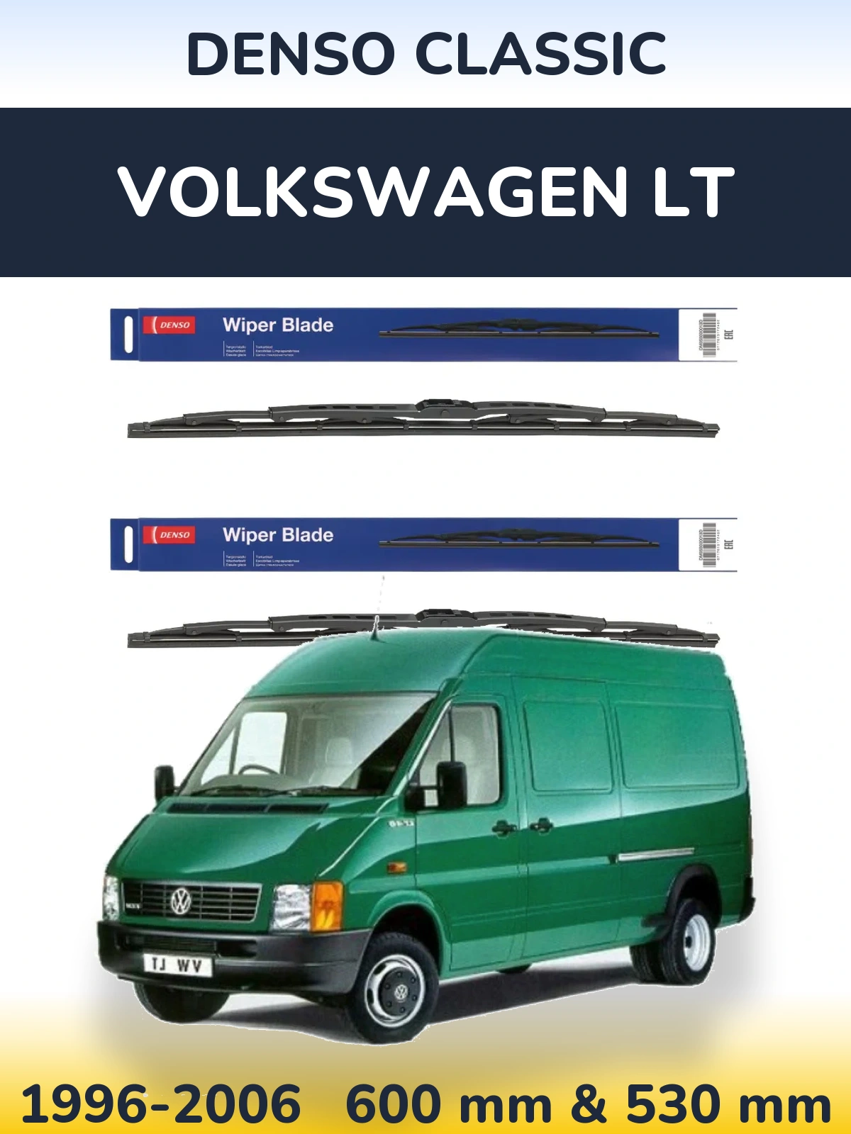 Front wiper blade set Denso Classic 600 & 530 mm for Volkswagen LT 1996-2006