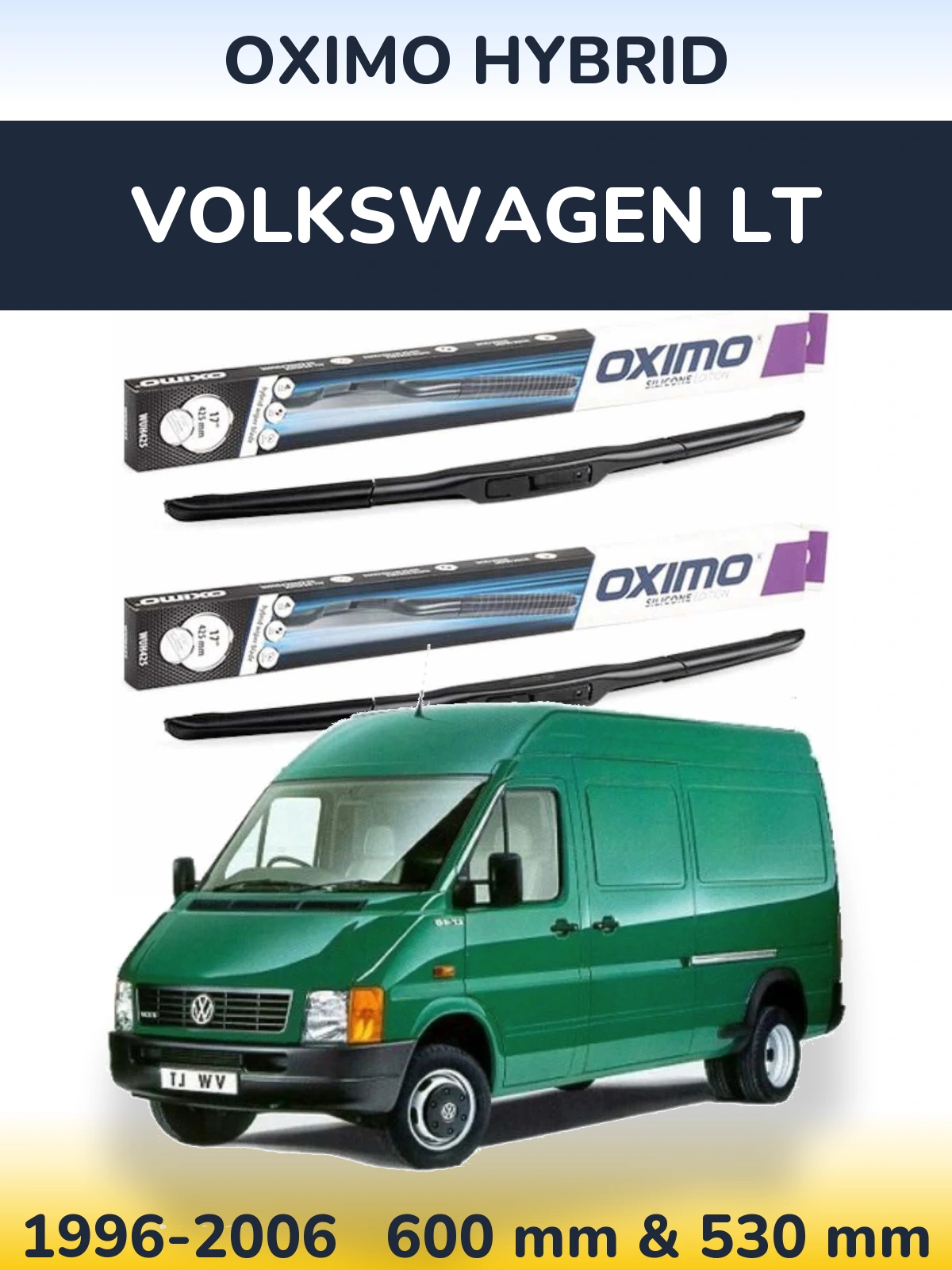 Front wiper blade set Oximo Hybrid 600 & 530 mm for Volkswagen LT 1996-2006