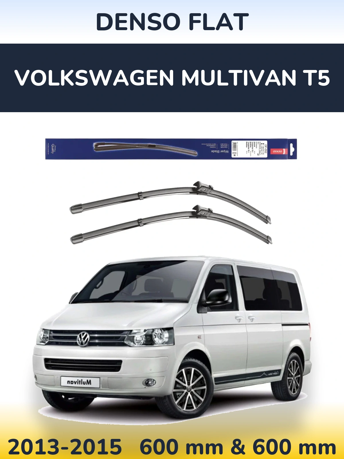Комплект передних дворников Denso Flat 600 & 600 мм для Volkswagen Multivan T5 2013-2015