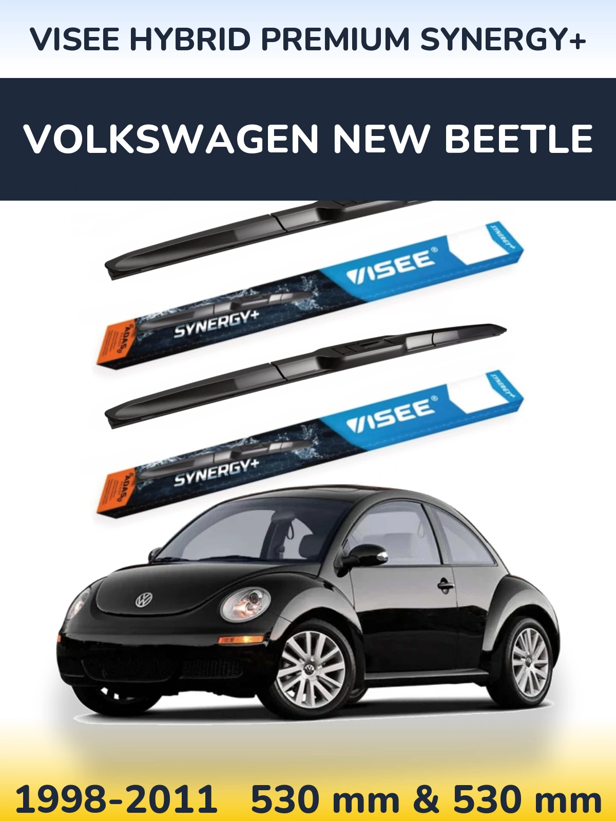 Комплект передних дворников VISEE HYBRID PREMIUM SYNERGY+ 530 & 530 мм для Volkswagen New Beetle 1998-2011