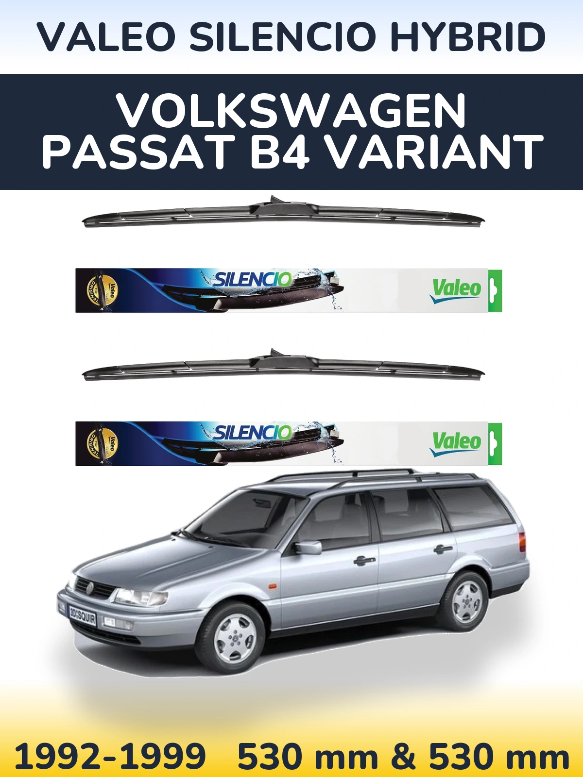 Комплект передних дворников Valeo Silencio Hybrid 530 & 530 мм для Volkswagen Passat B4 Variant 1992-1999