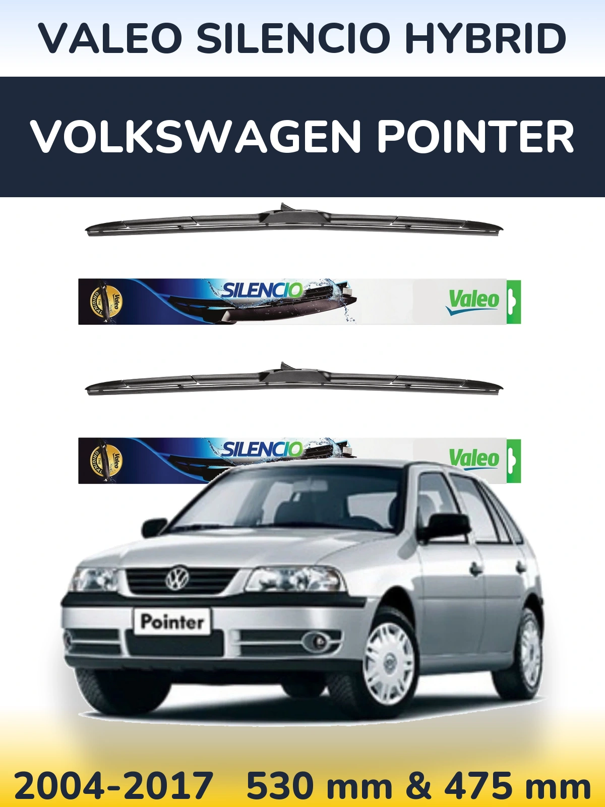 Комплект передніх щіток Valeo Silencio Hybrid 530 & 475 мм для Volkswagen Pointer 2004-2017