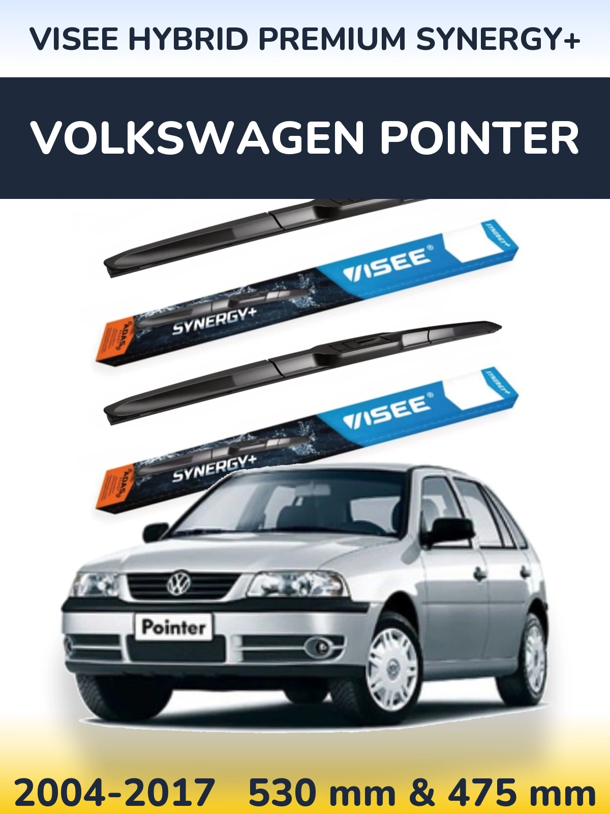 Комплект передніх щіток VISEE HYBRID PREMIUM SYNERGY+ 530 & 475 мм для Volkswagen Pointer 2004-2017