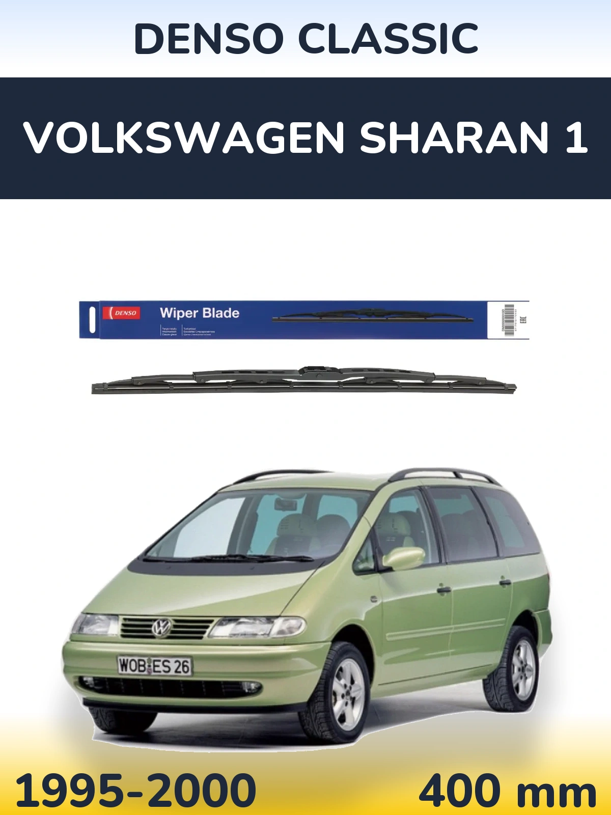 Rear wiper blade Denso Classic 400 mm for Volkswagen Sharan 1 1995-2000