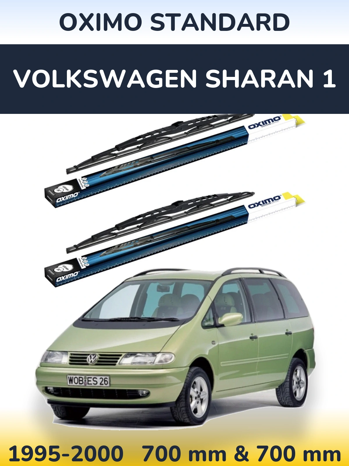 Front wiper blade set Oximo Standard 700 & 700 mm for Volkswagen Sharan 1 1995-2000