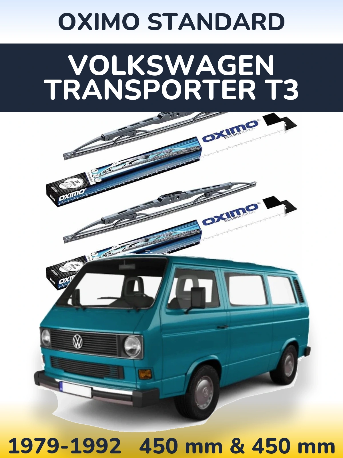 Front wiper blade set Oximo Standard 450 & 450 mm for Volkswagen Transporter T3 1979-1992